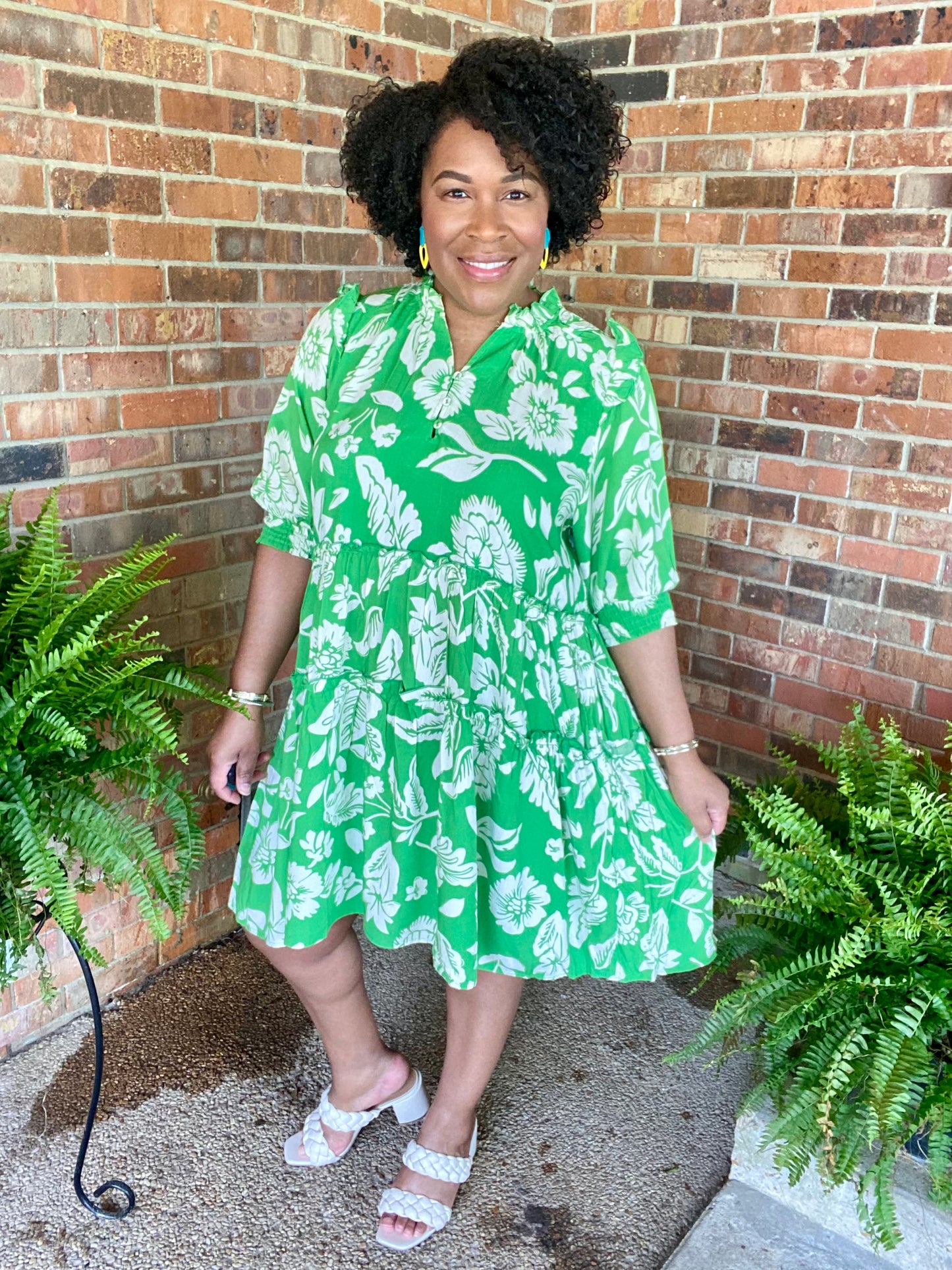 Green Floral Print Dress