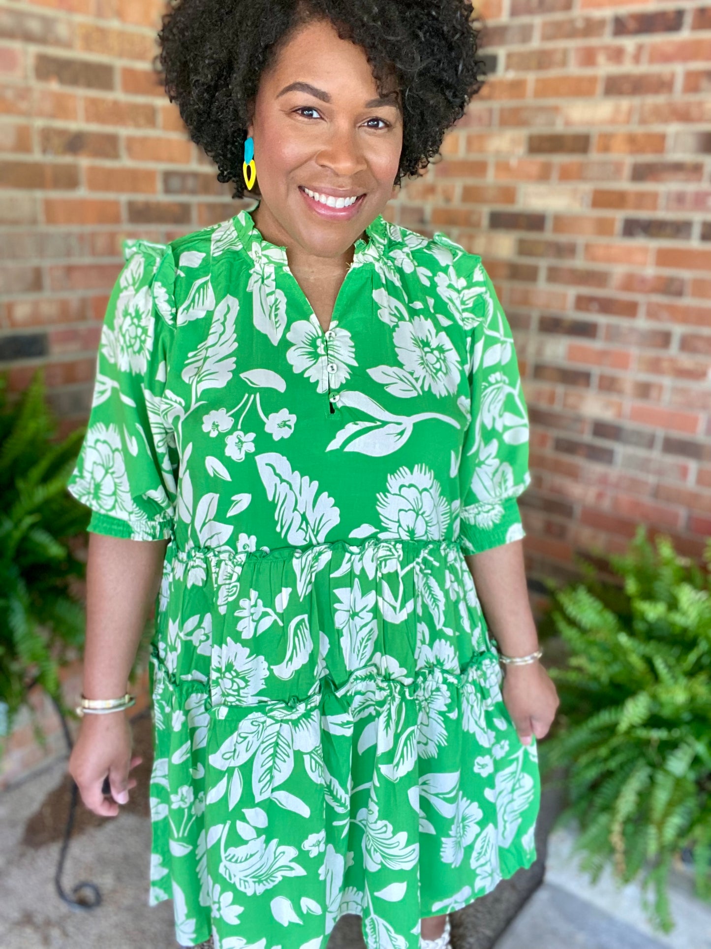 Green Floral Print Dress