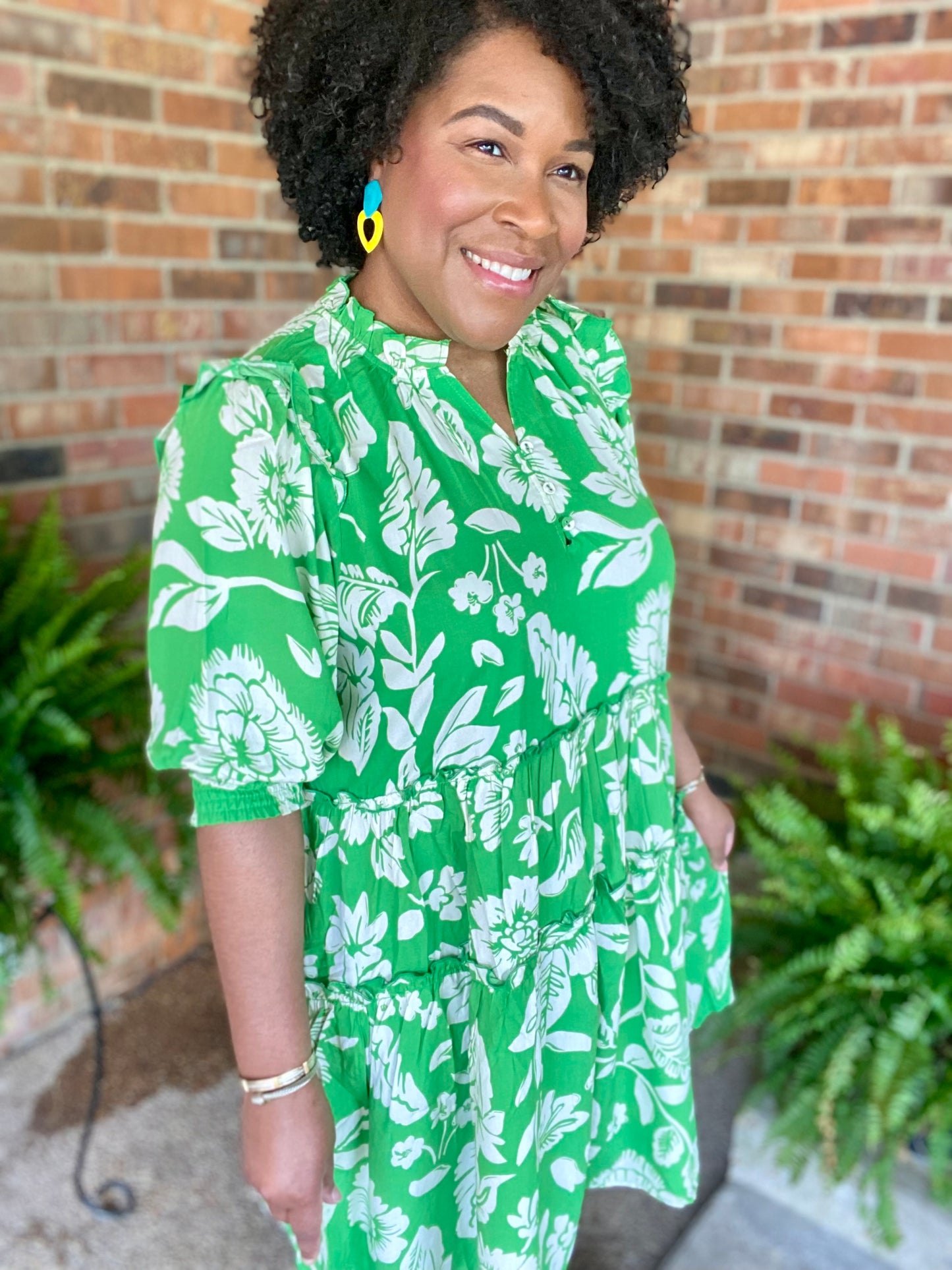 Green Floral Print Dress