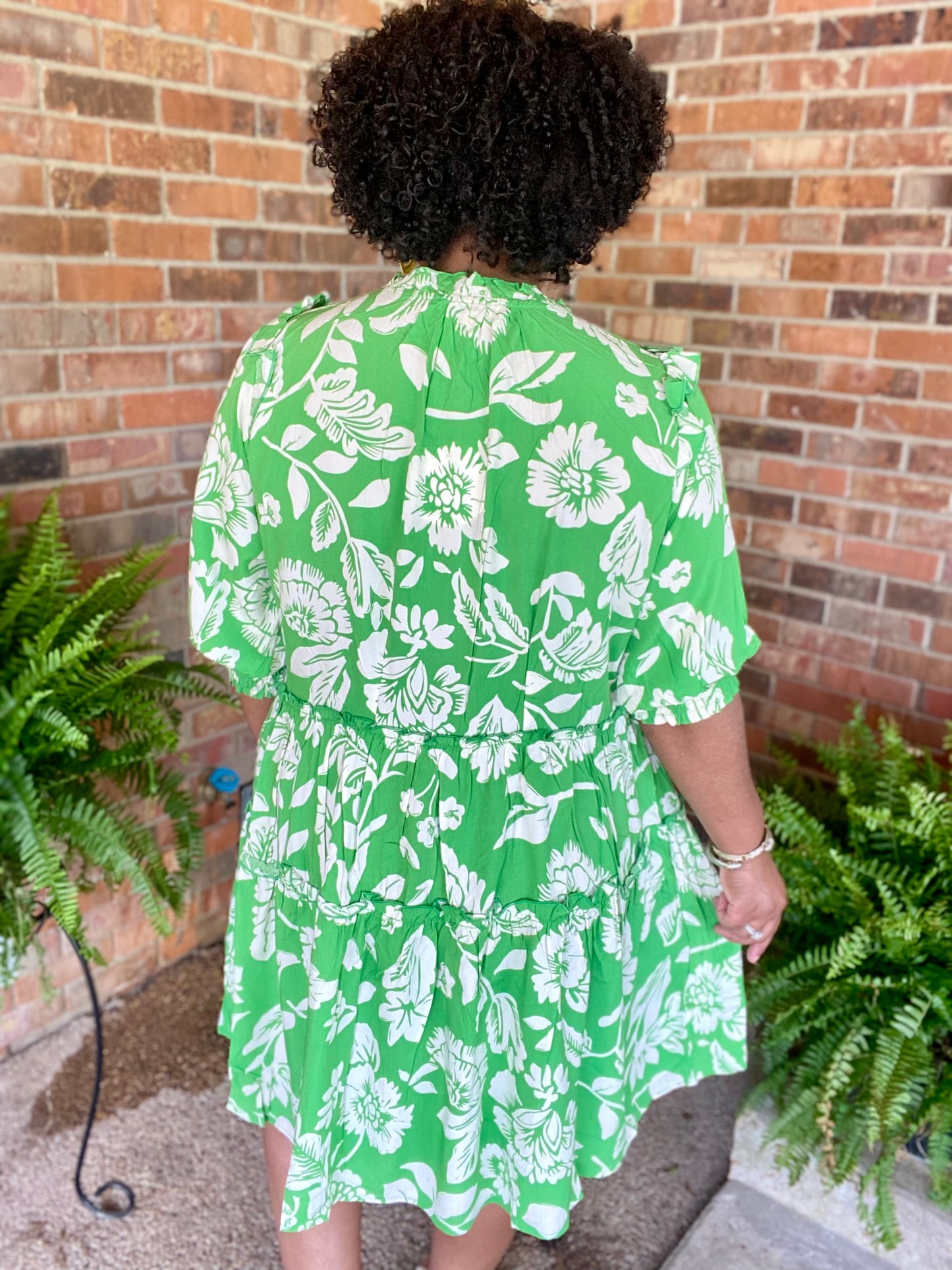 Green Floral Print Dress
