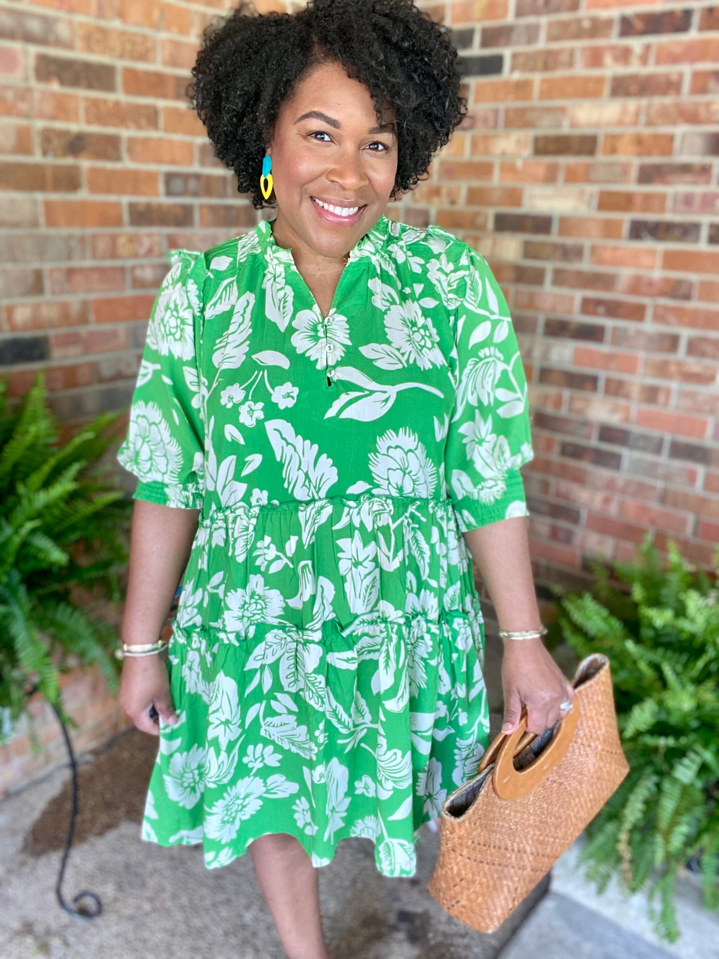 Green Floral Print Dress