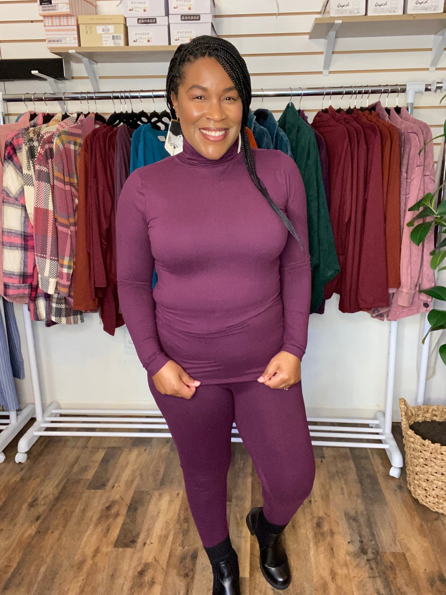 Eggplant Mock Neck Set