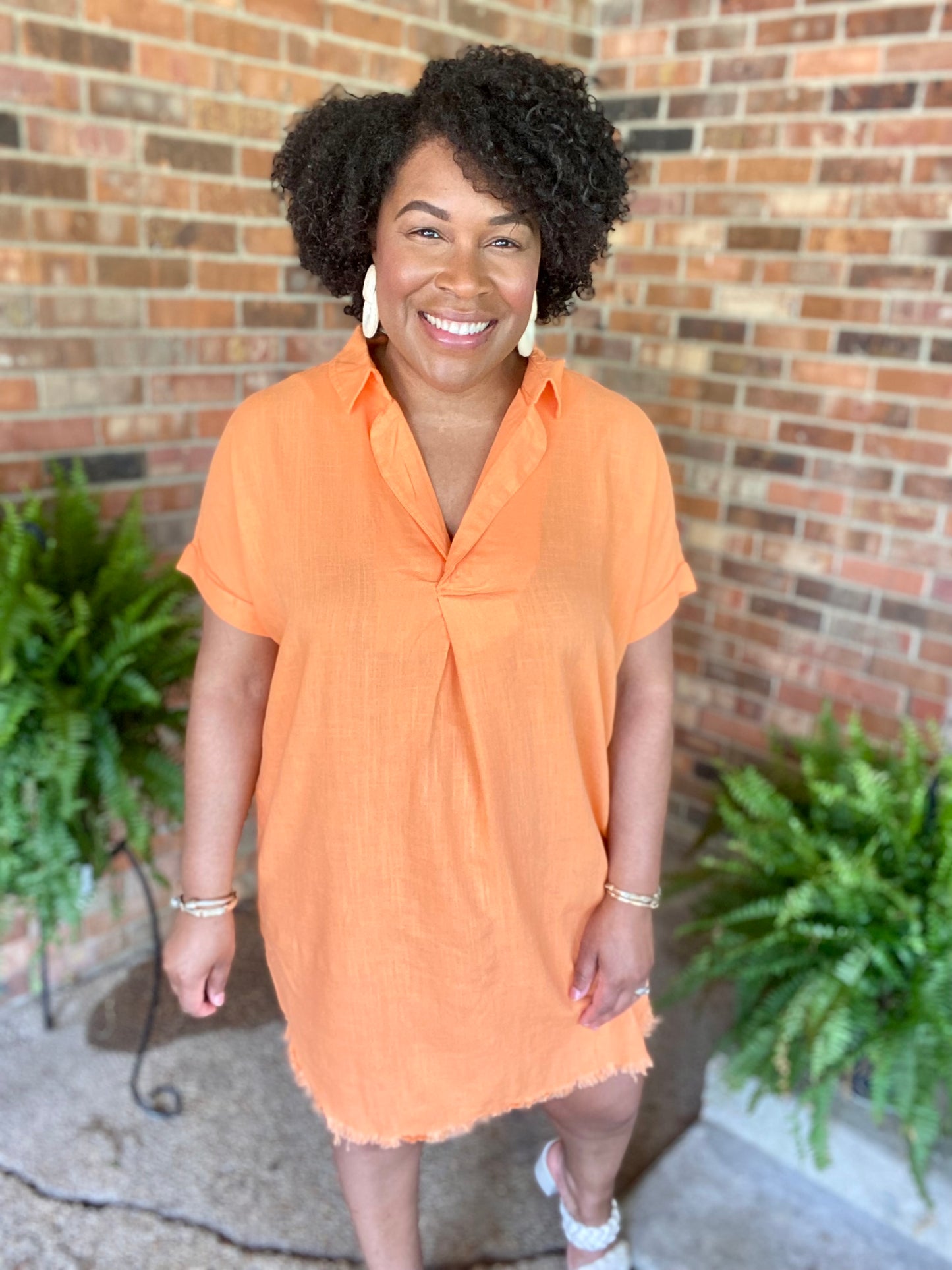 Orange Linen Dress