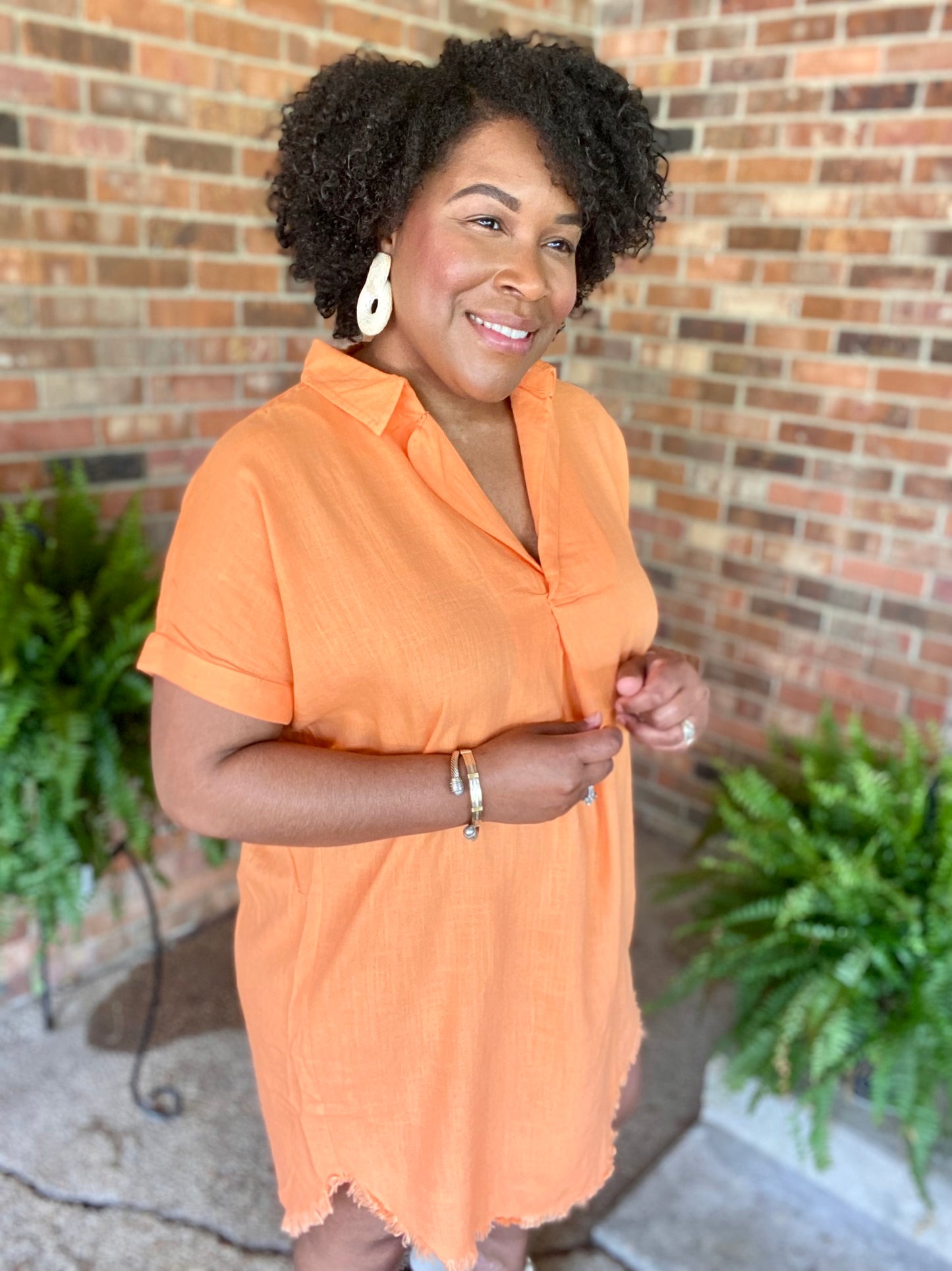 Orange Linen Dress