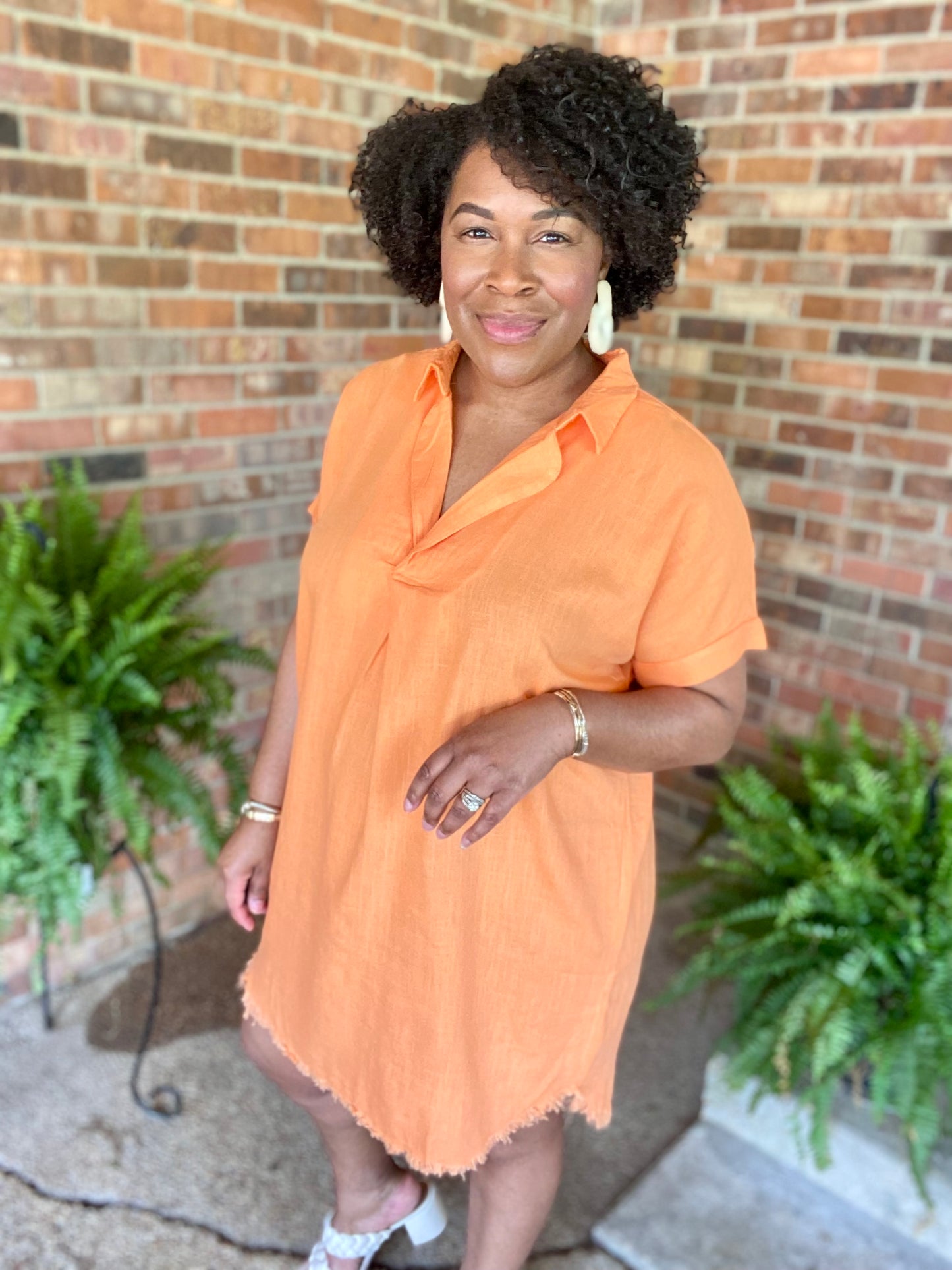 Orange Linen Dress