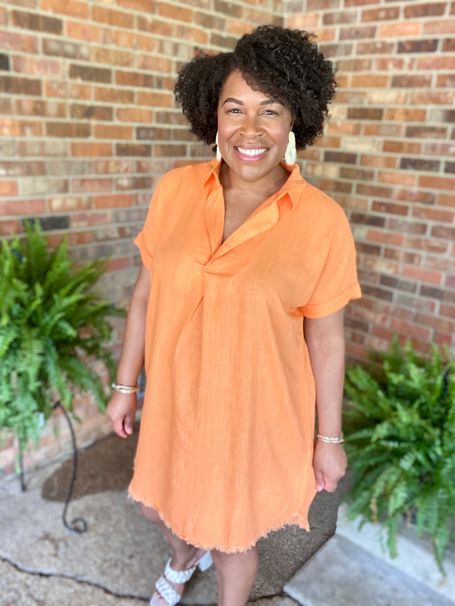 Orange Linen Dress
