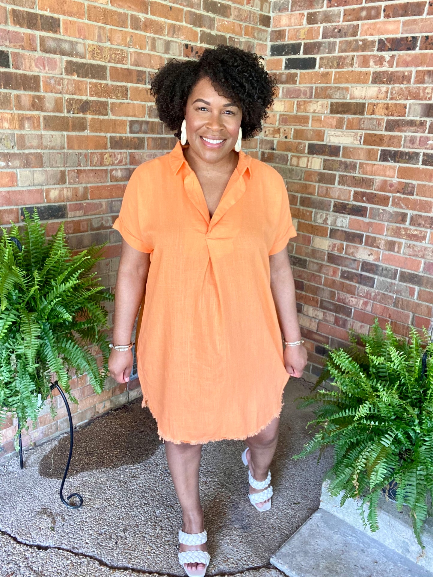 Orange Linen Dress