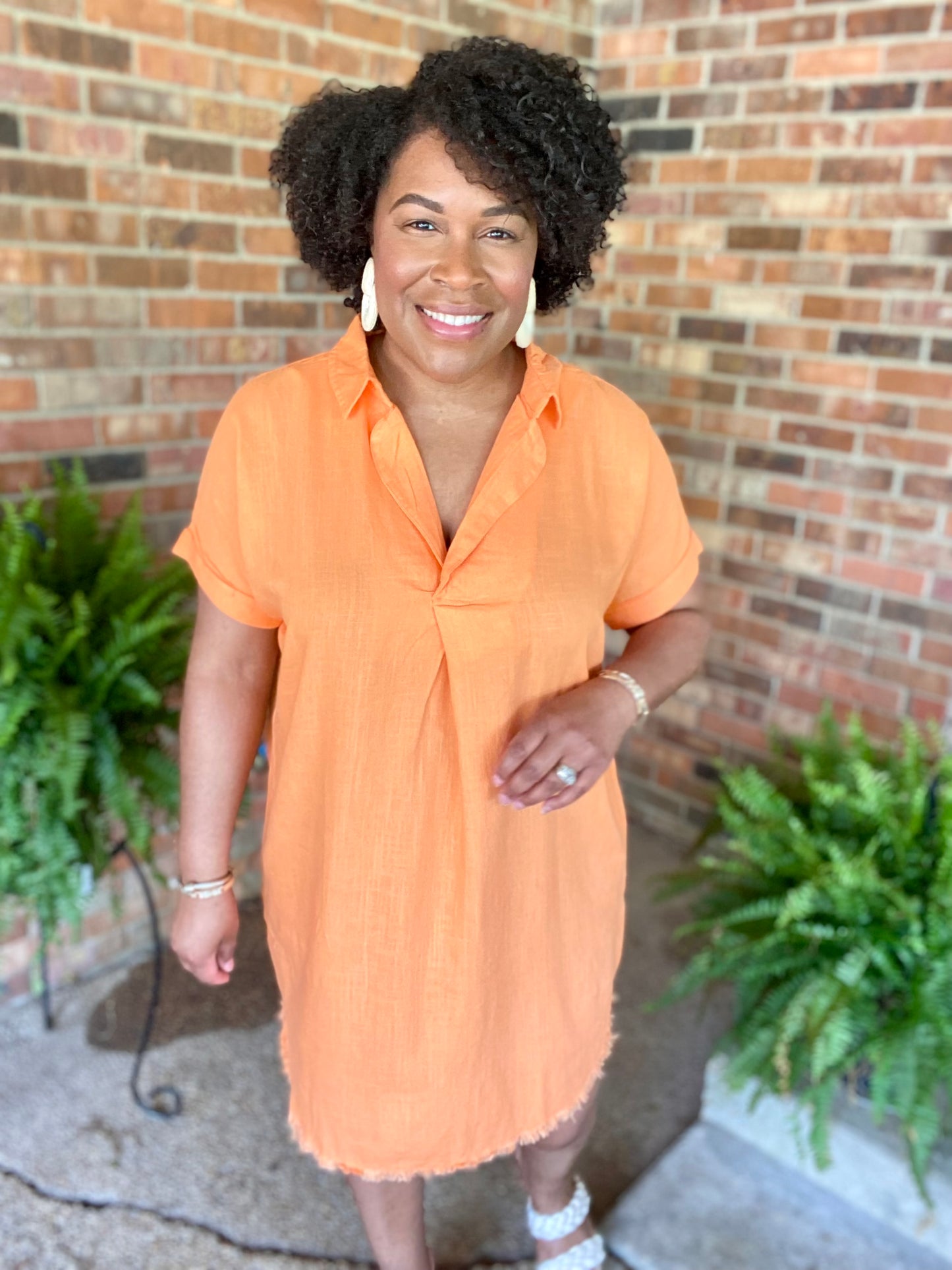 Orange Linen Dress