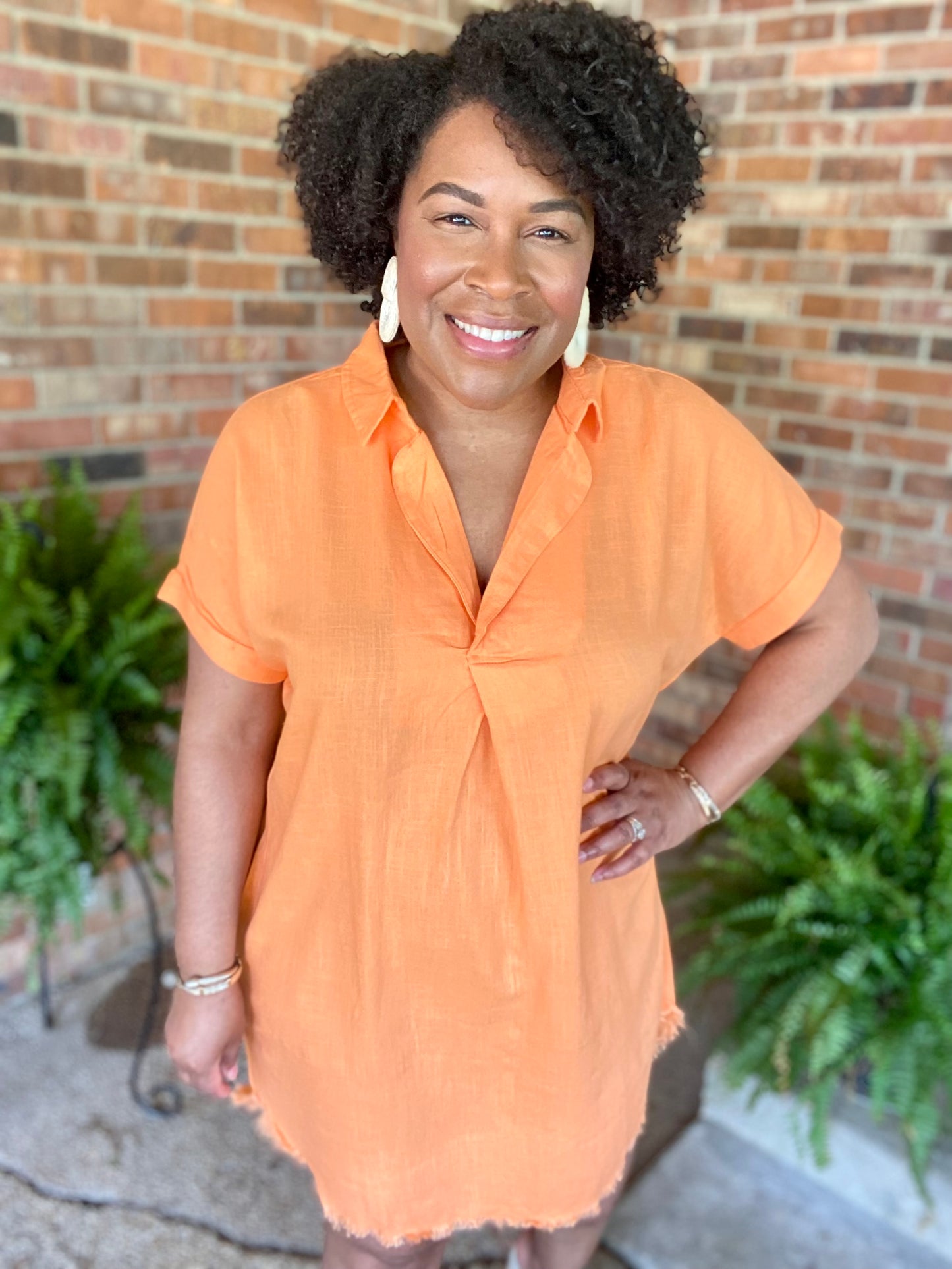 Orange Linen Dress