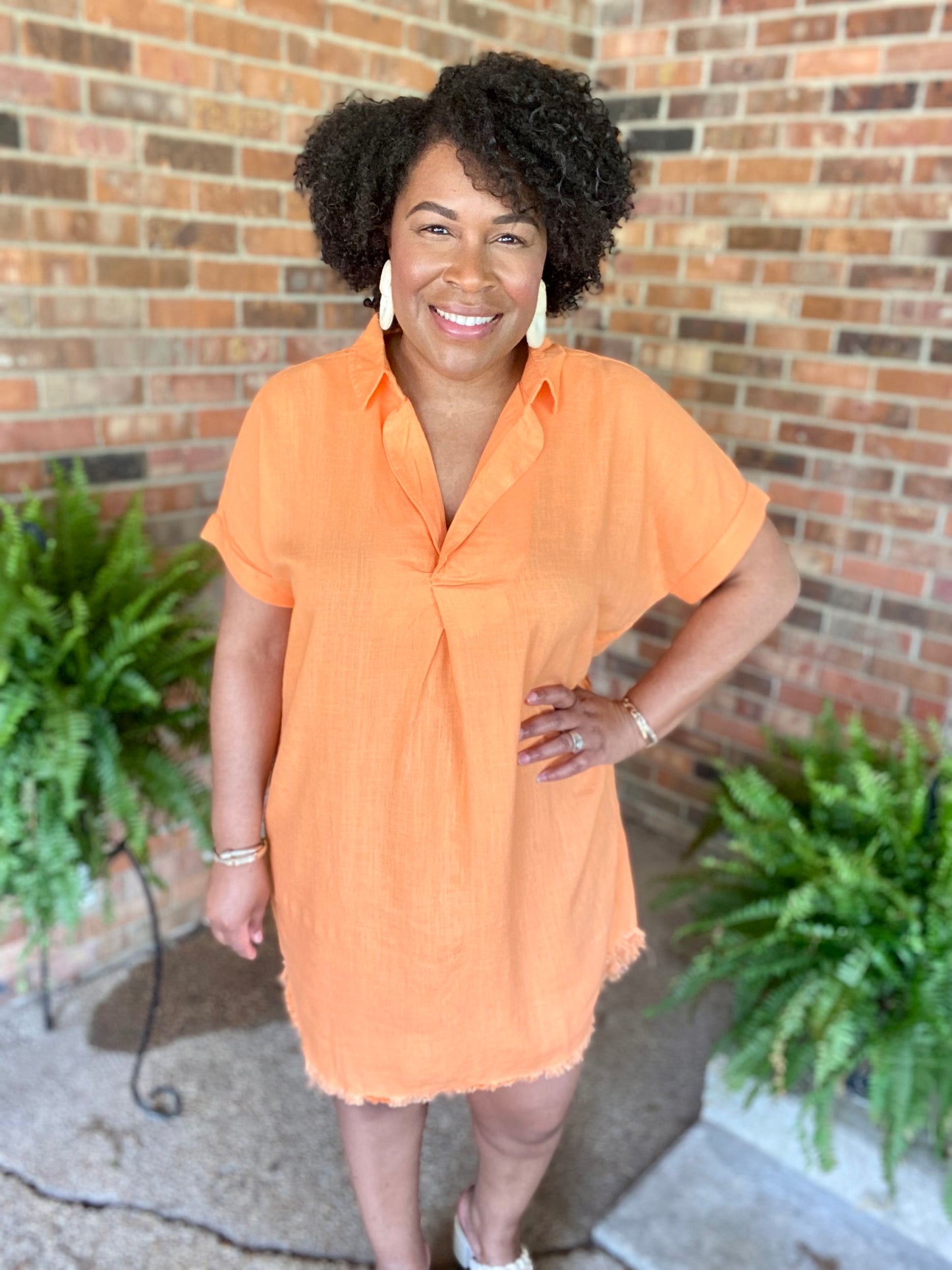 Orange Linen Dress