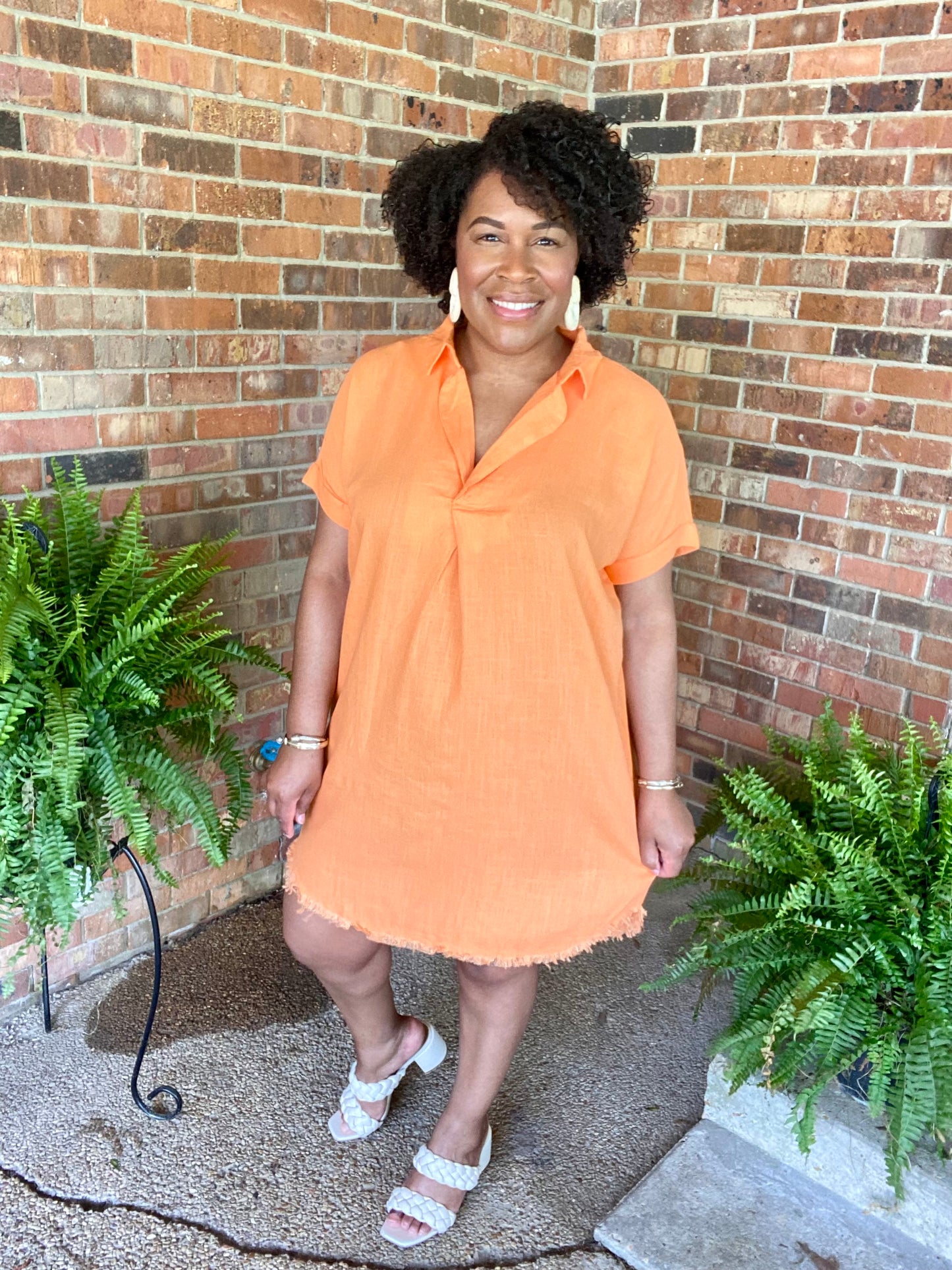 Orange Linen Dress