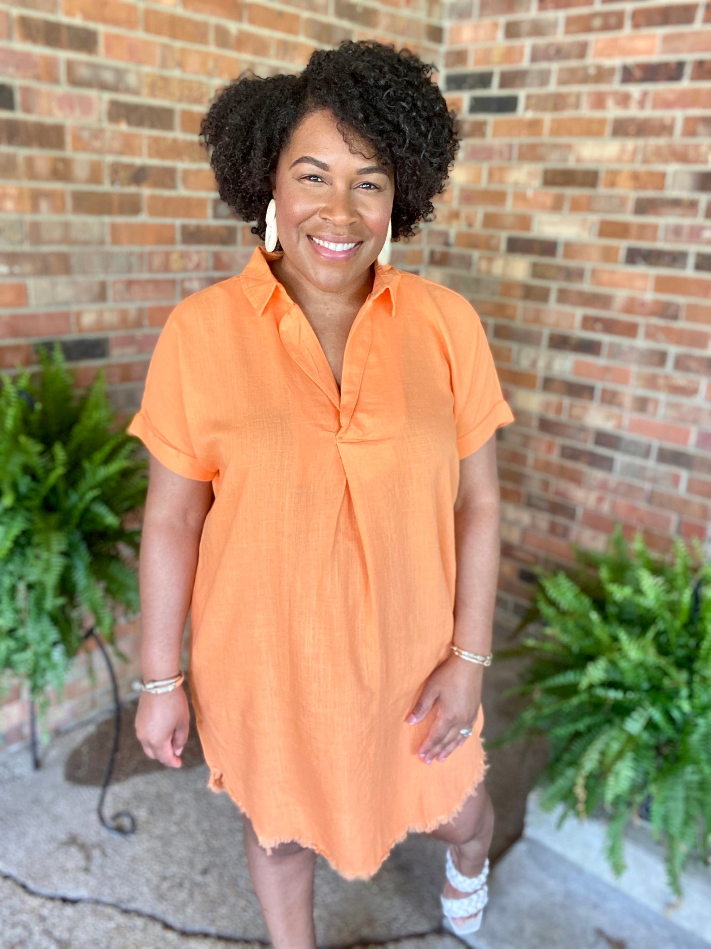 Orange Linen Dress