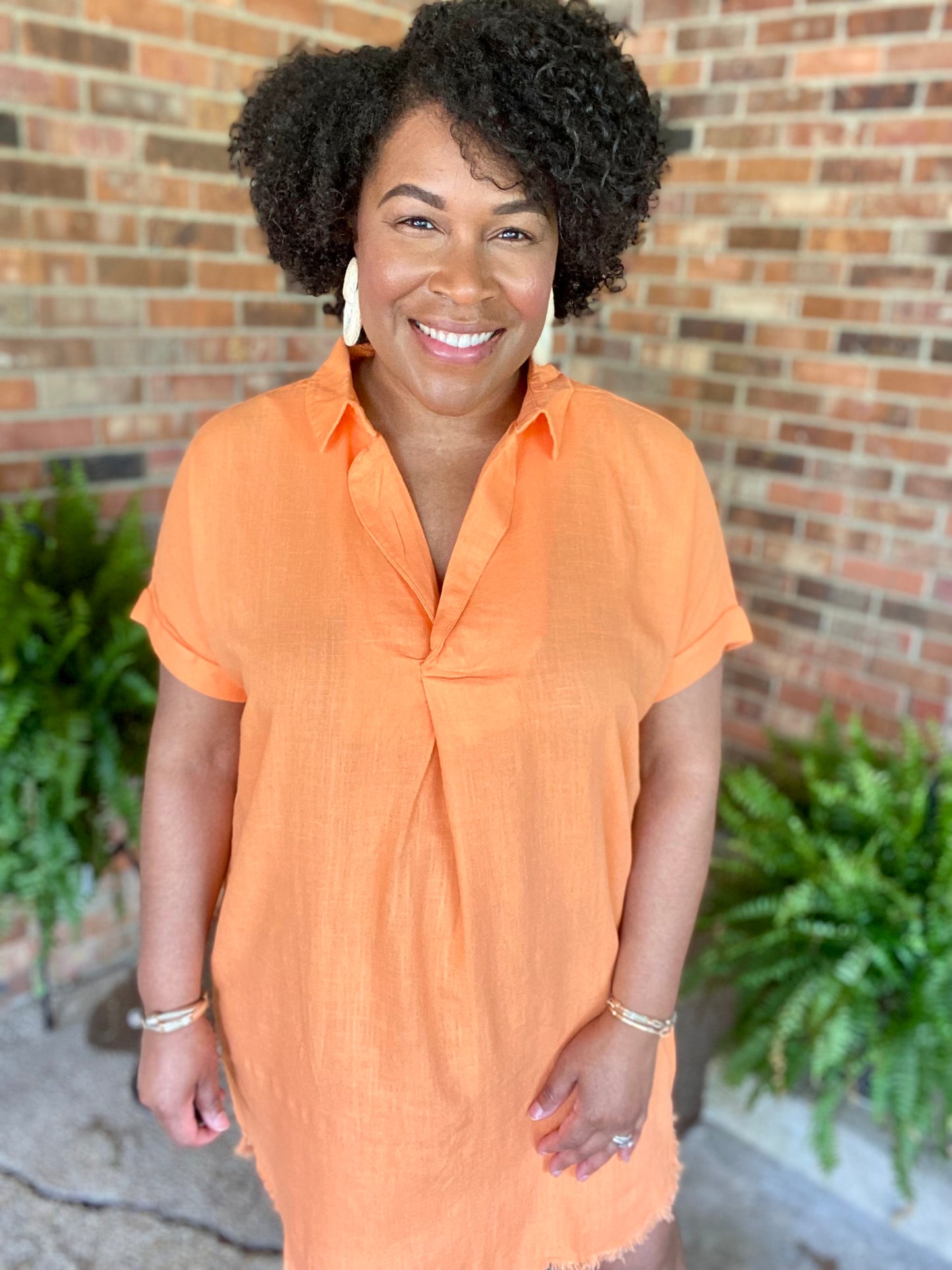 Orange Linen Dress