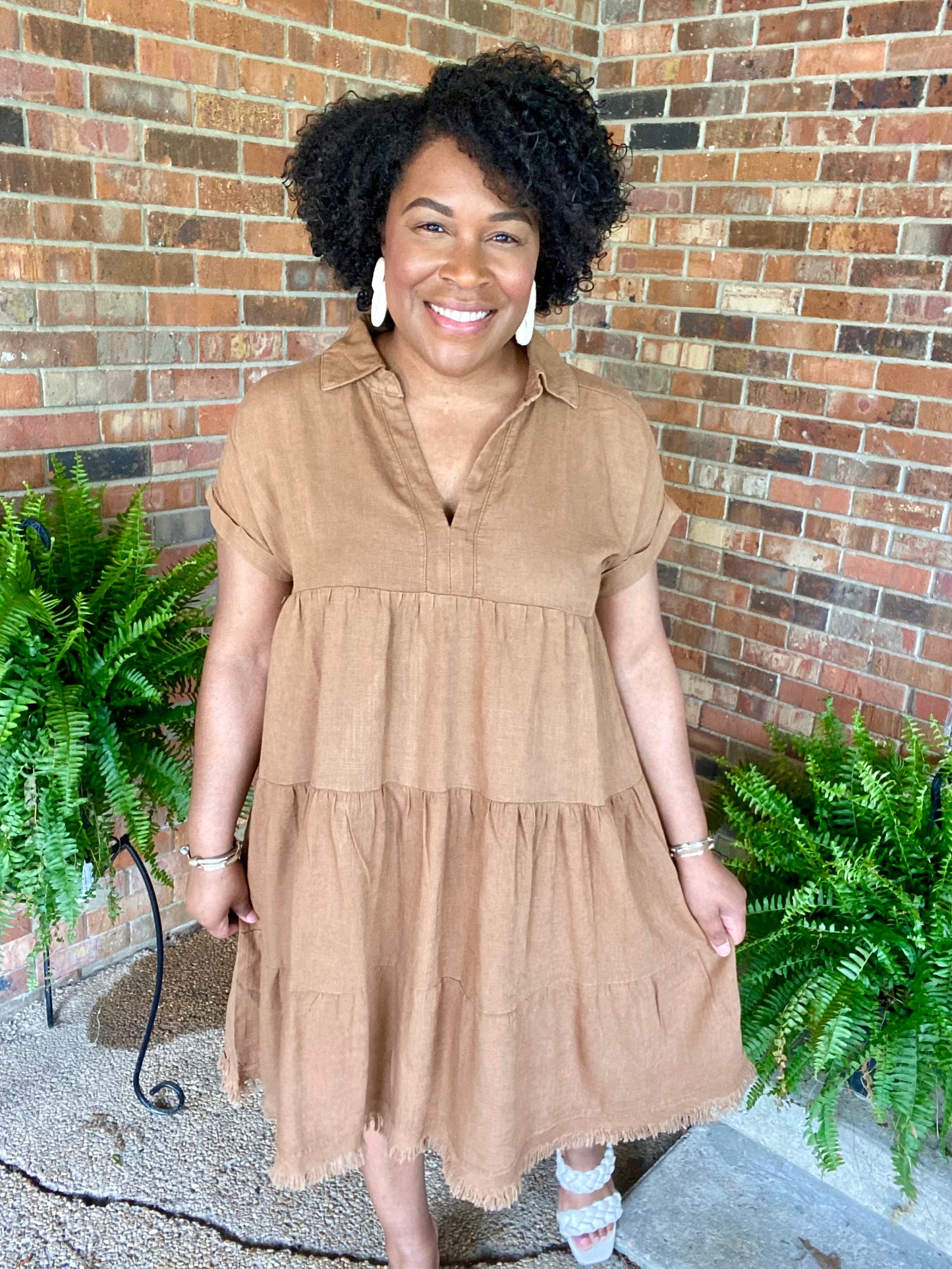 Camel Linen Dress