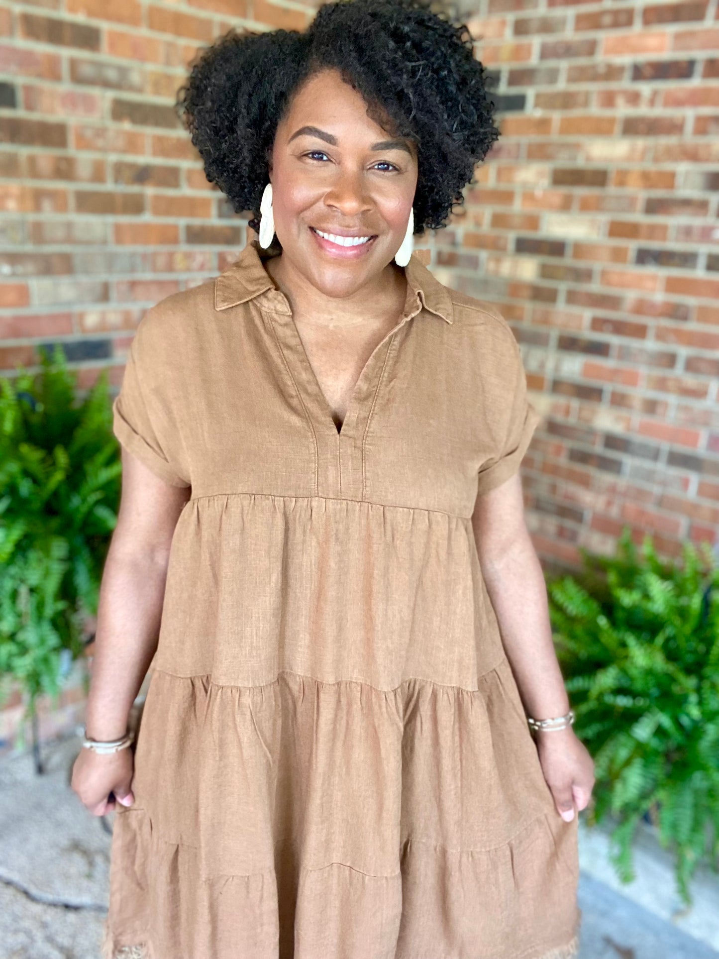 Camel Linen Dress
