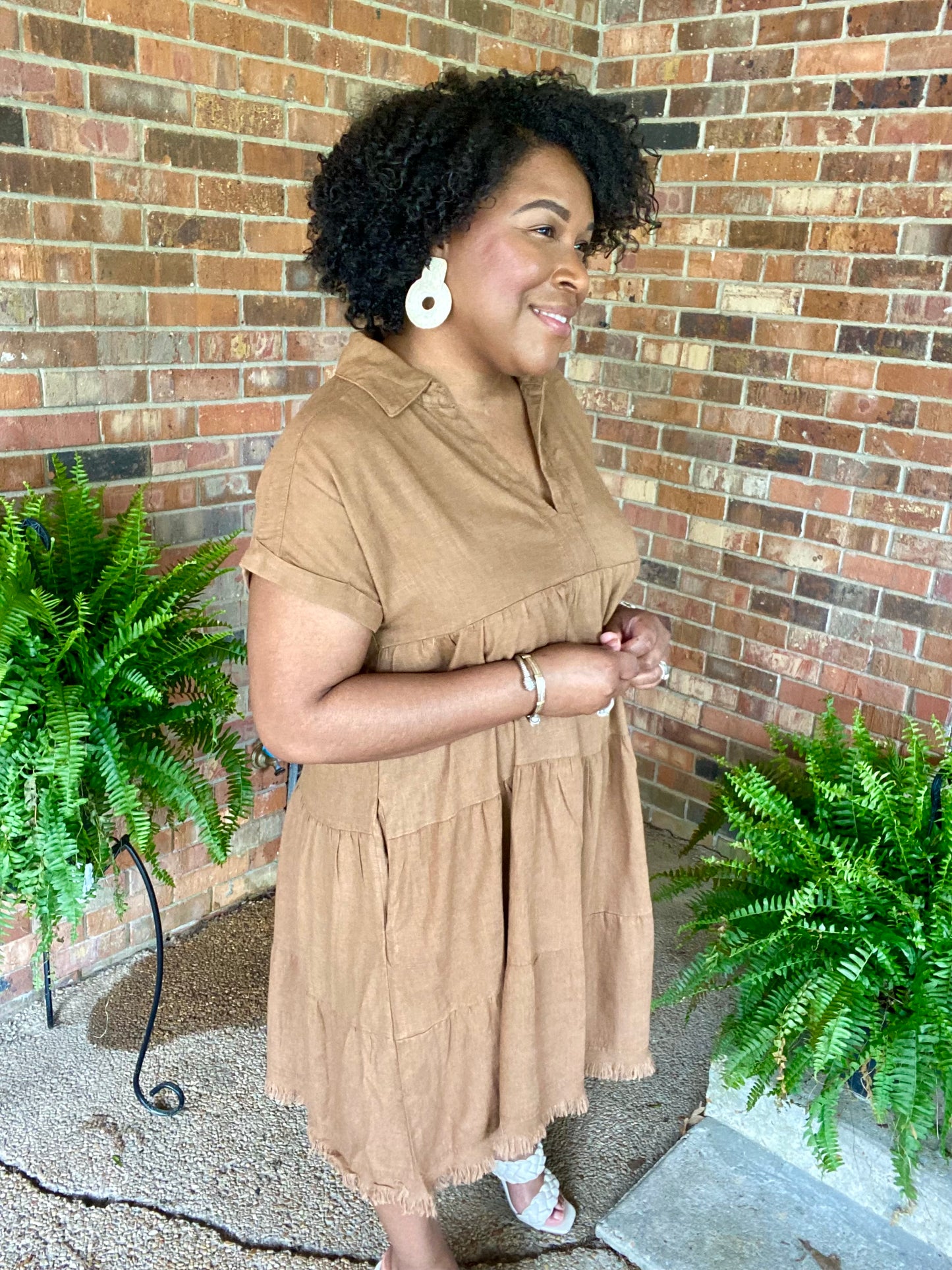 Camel Linen Dress