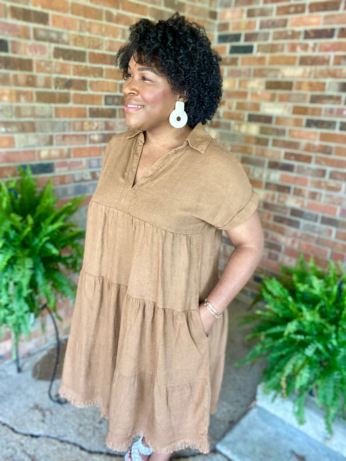 Camel Linen Dress