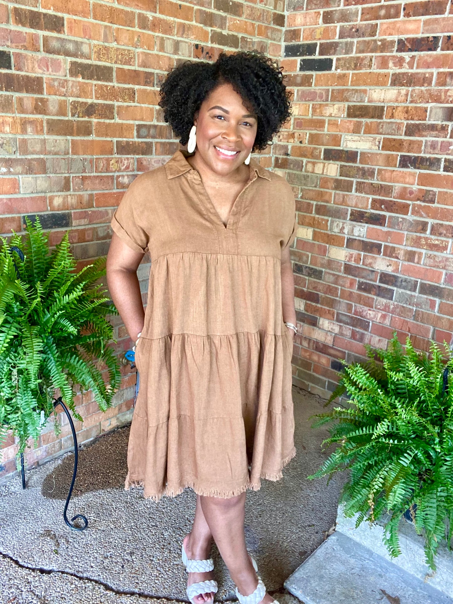 Camel Linen Dress