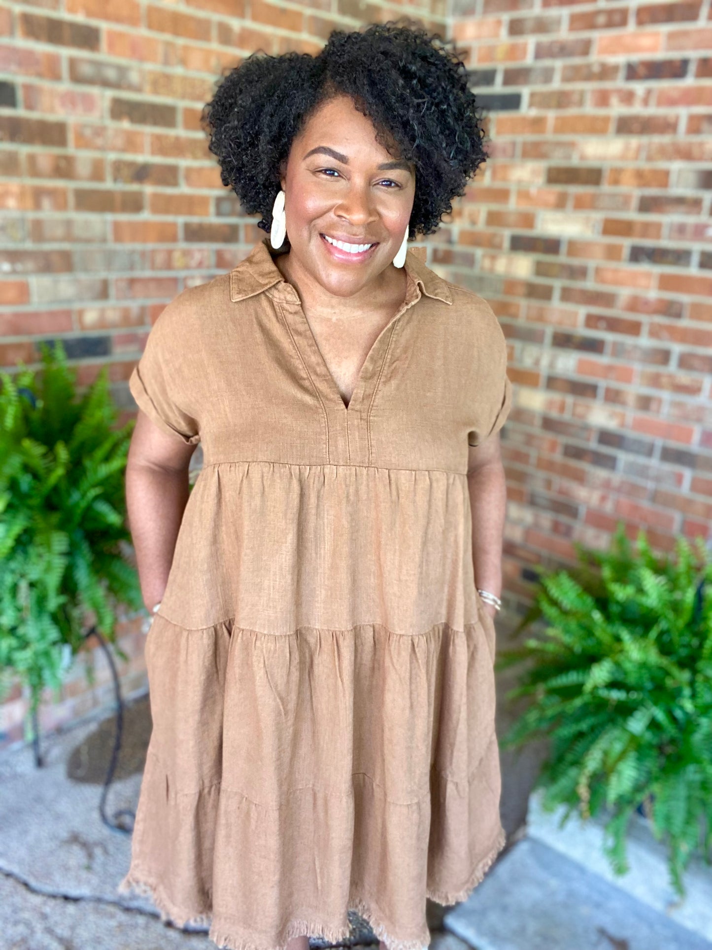 Camel Linen Dress