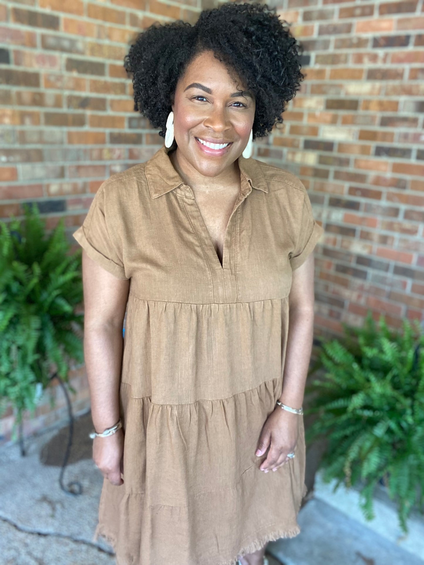Camel Linen Dress