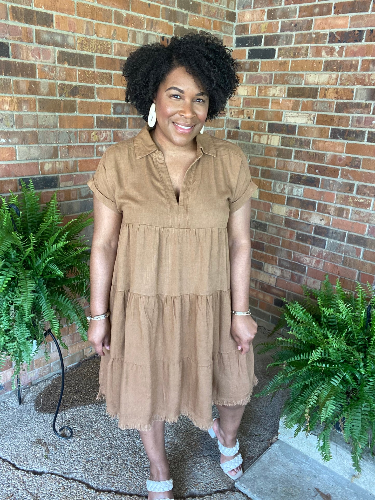 Camel Linen Dress