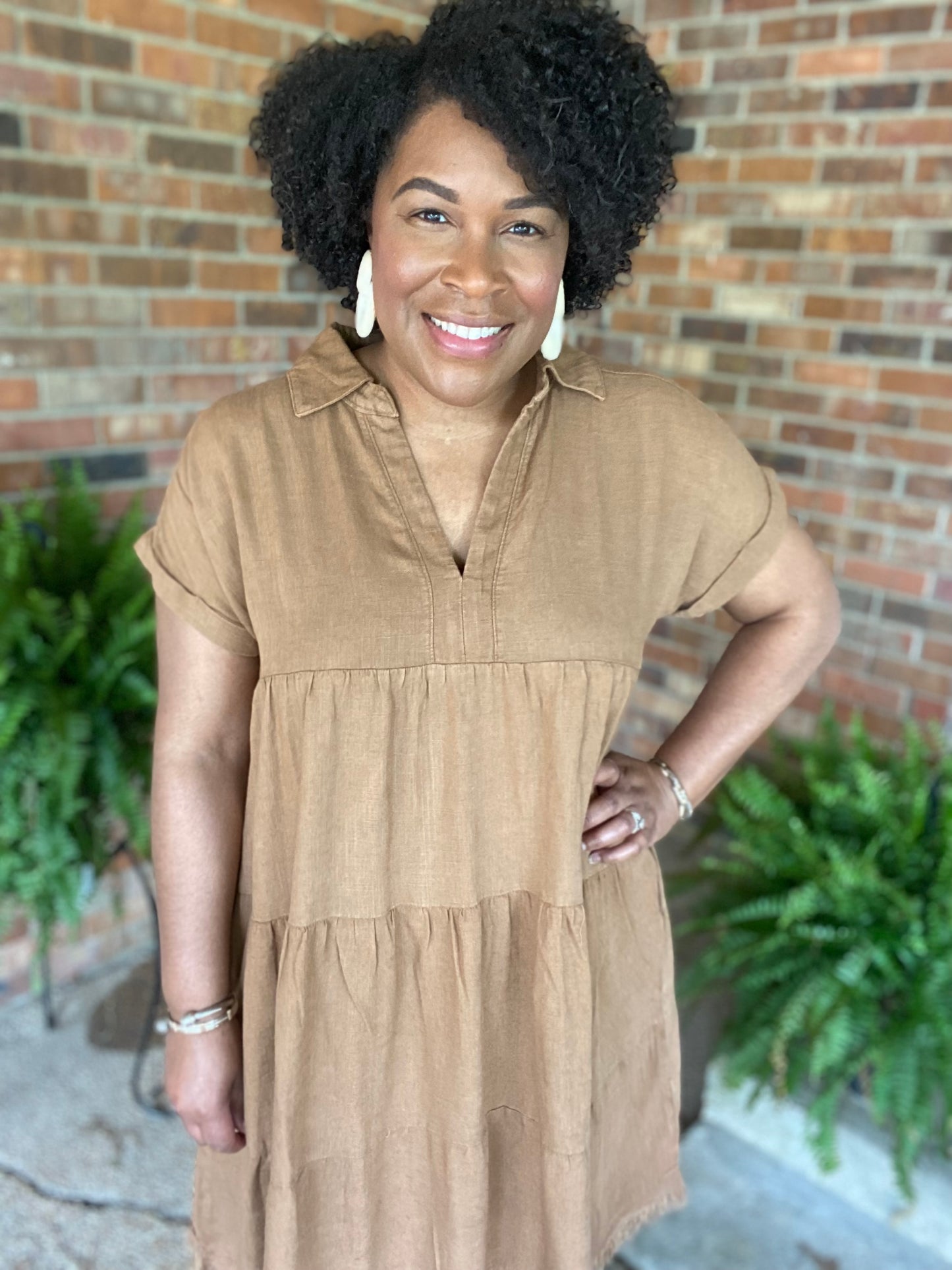 Camel Linen Dress