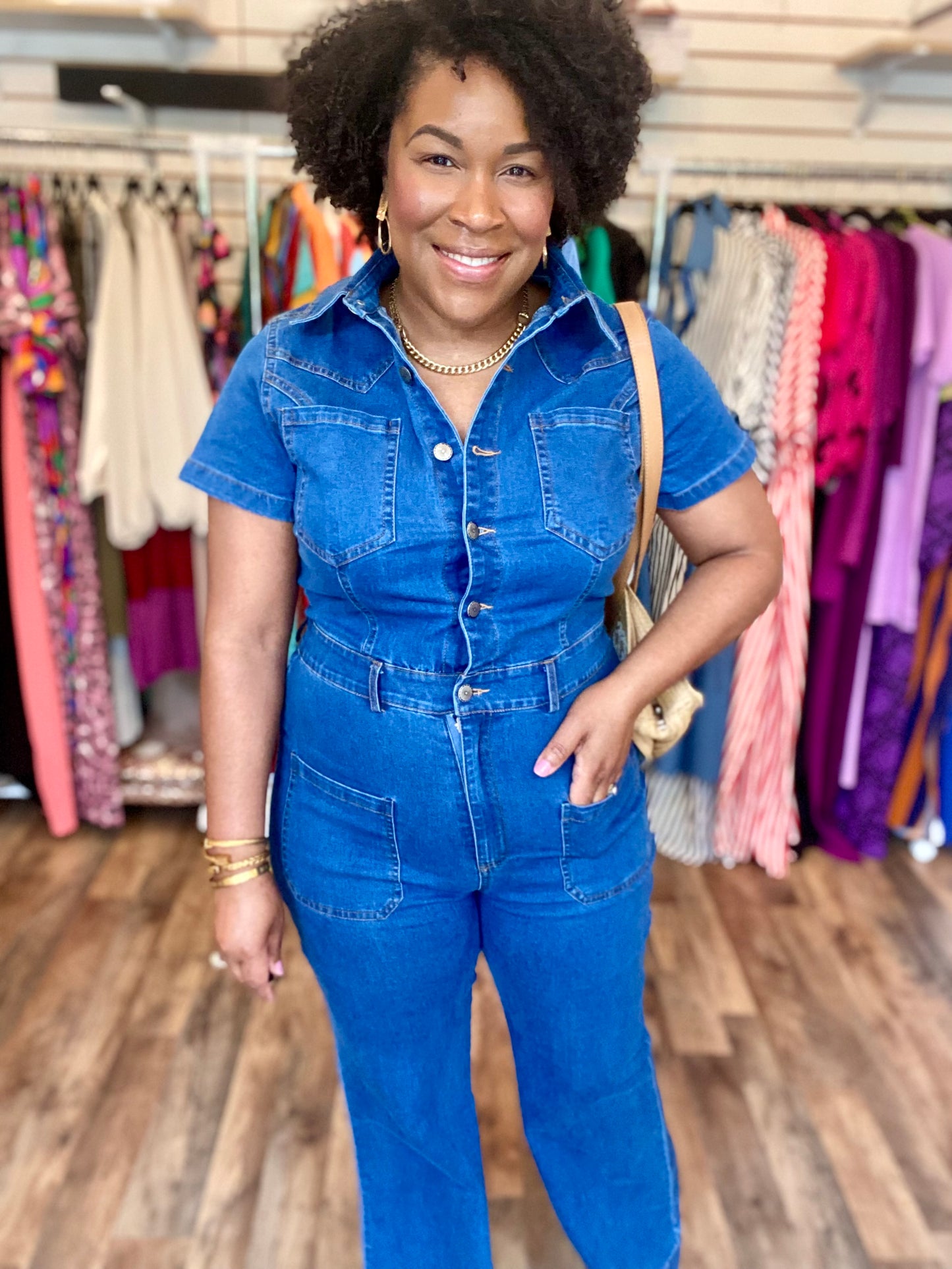 Denim Front Pockets Jumpsuit