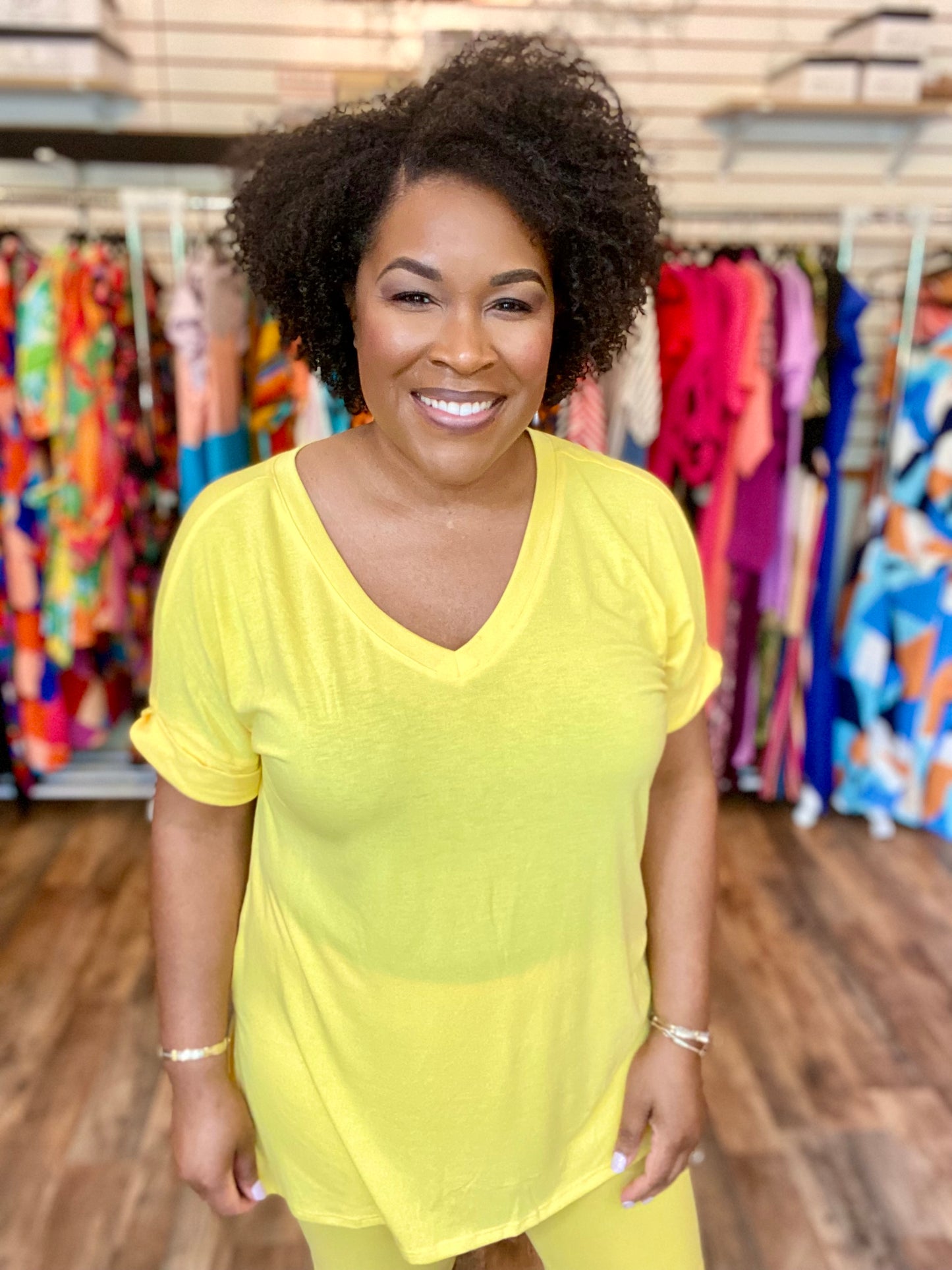 Coordinating Yellow Biker Short Set (Misses)