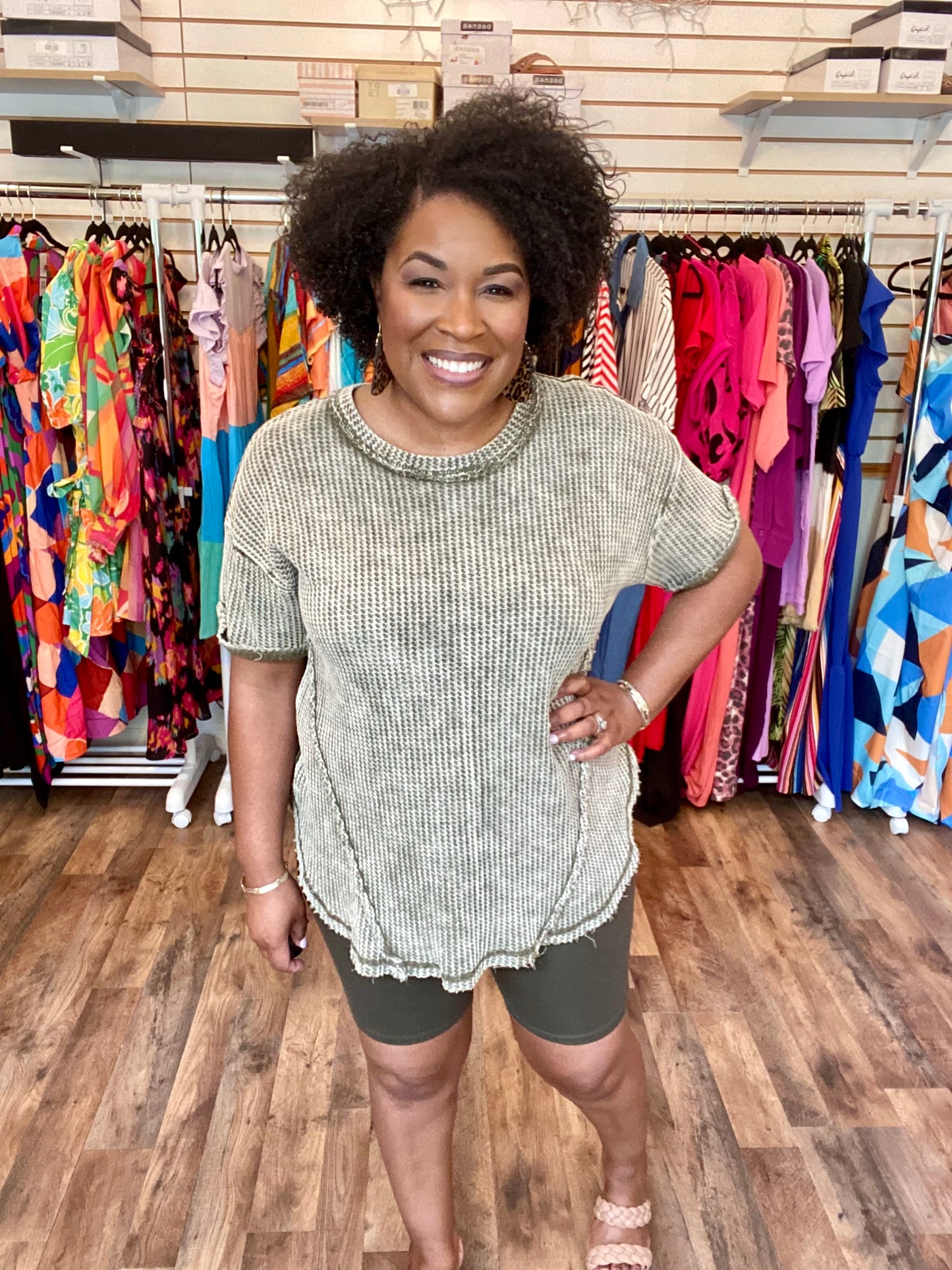 Olive Biker Short Set (Misses)