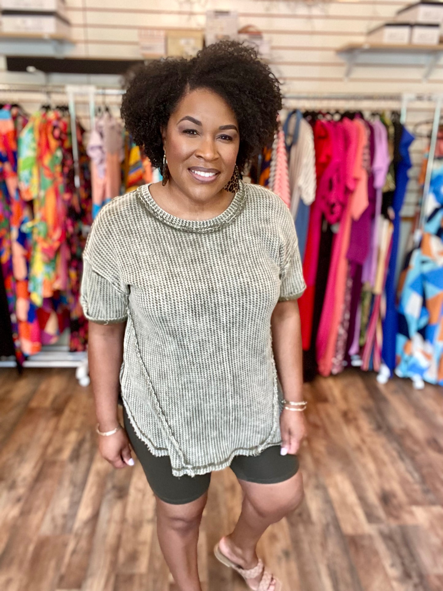 Olive Biker Short Set (Misses)