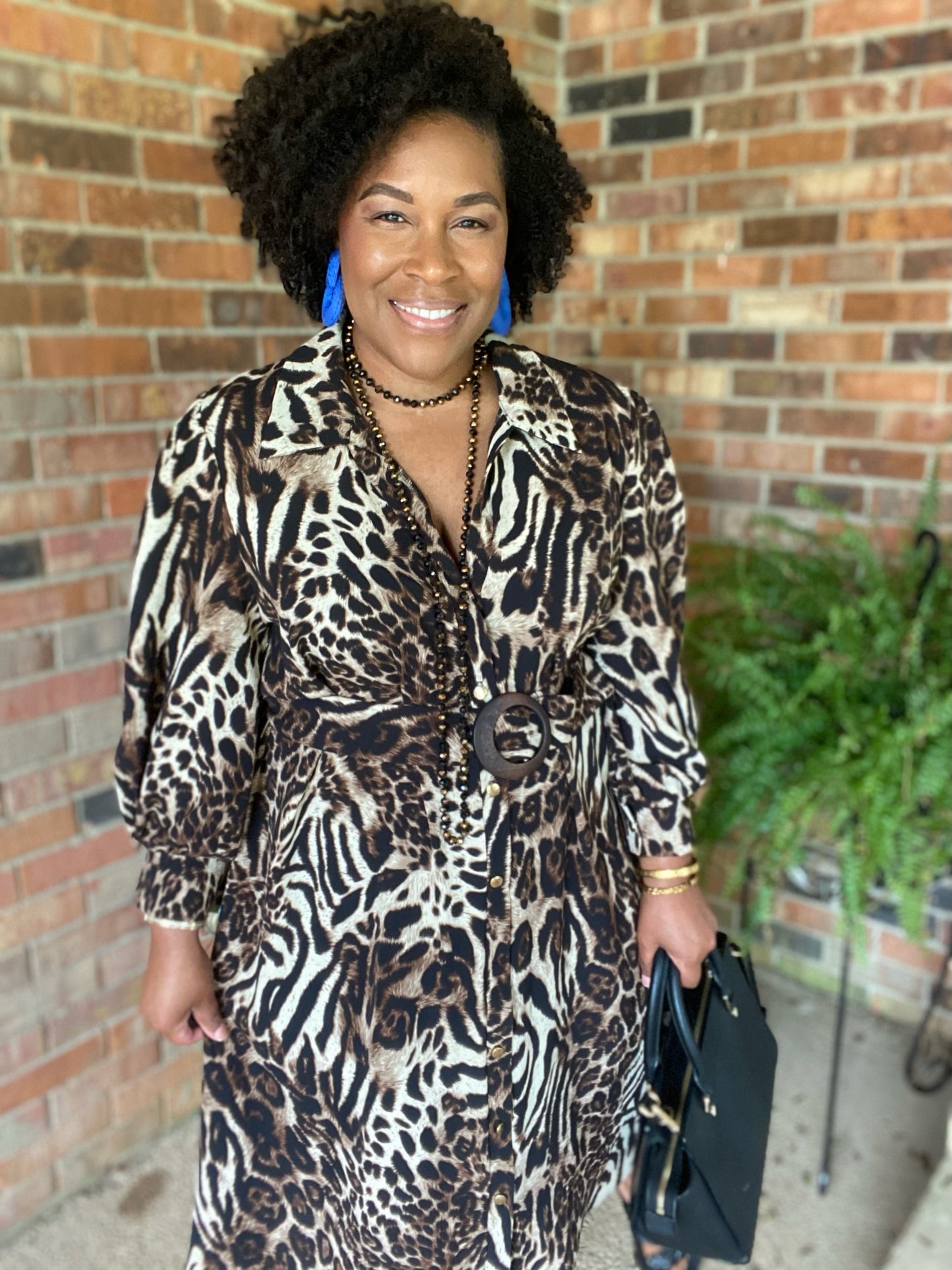 Button Down Print Dress