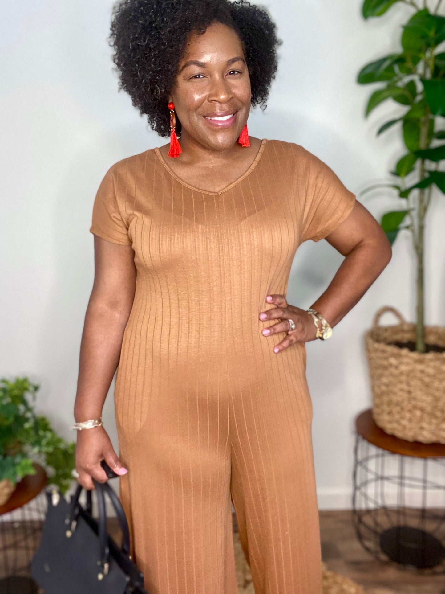 Preorder: Ribbed Wide Leg Jumpsuit