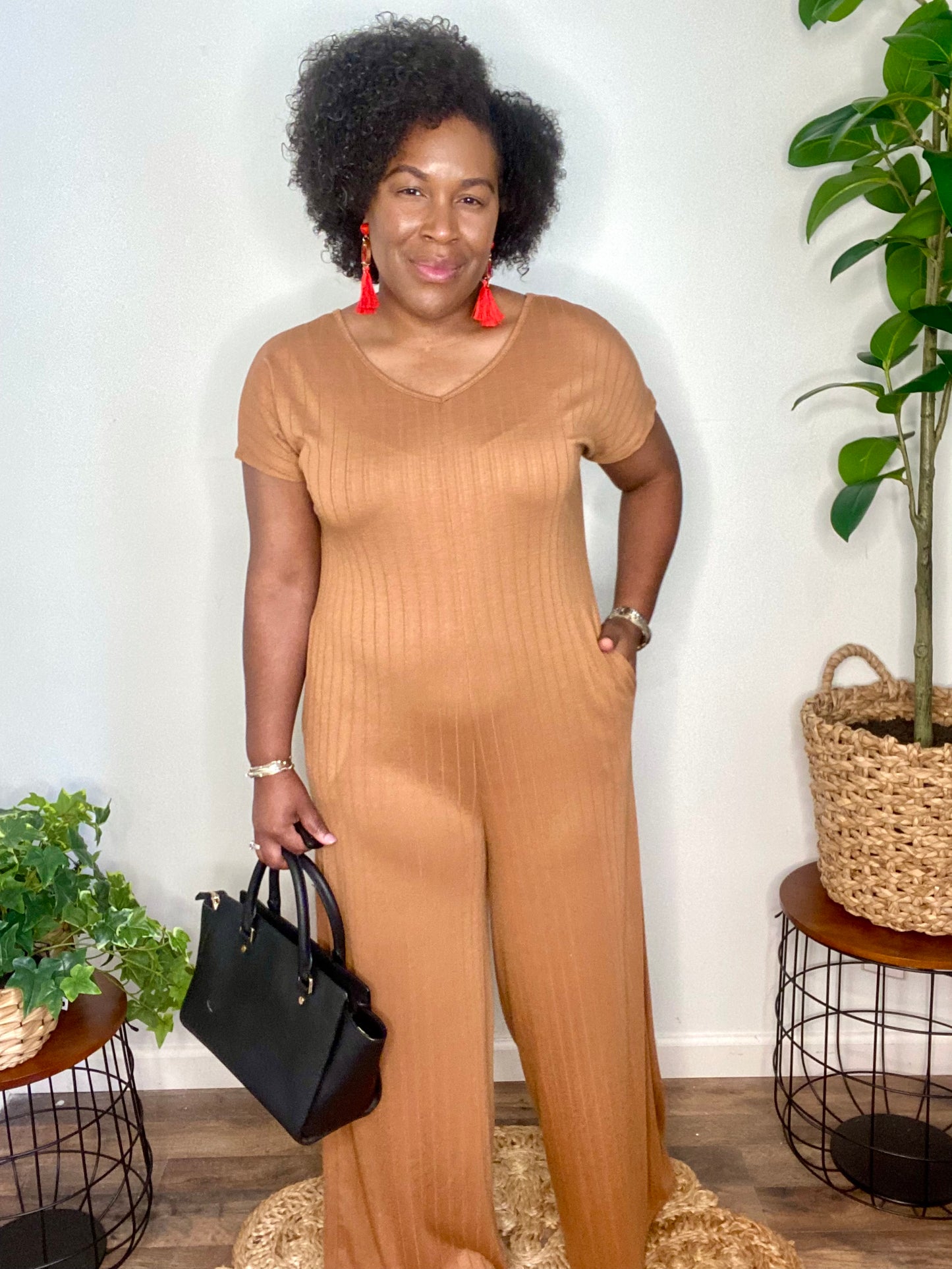 Preorder: Ribbed Wide Leg Jumpsuit