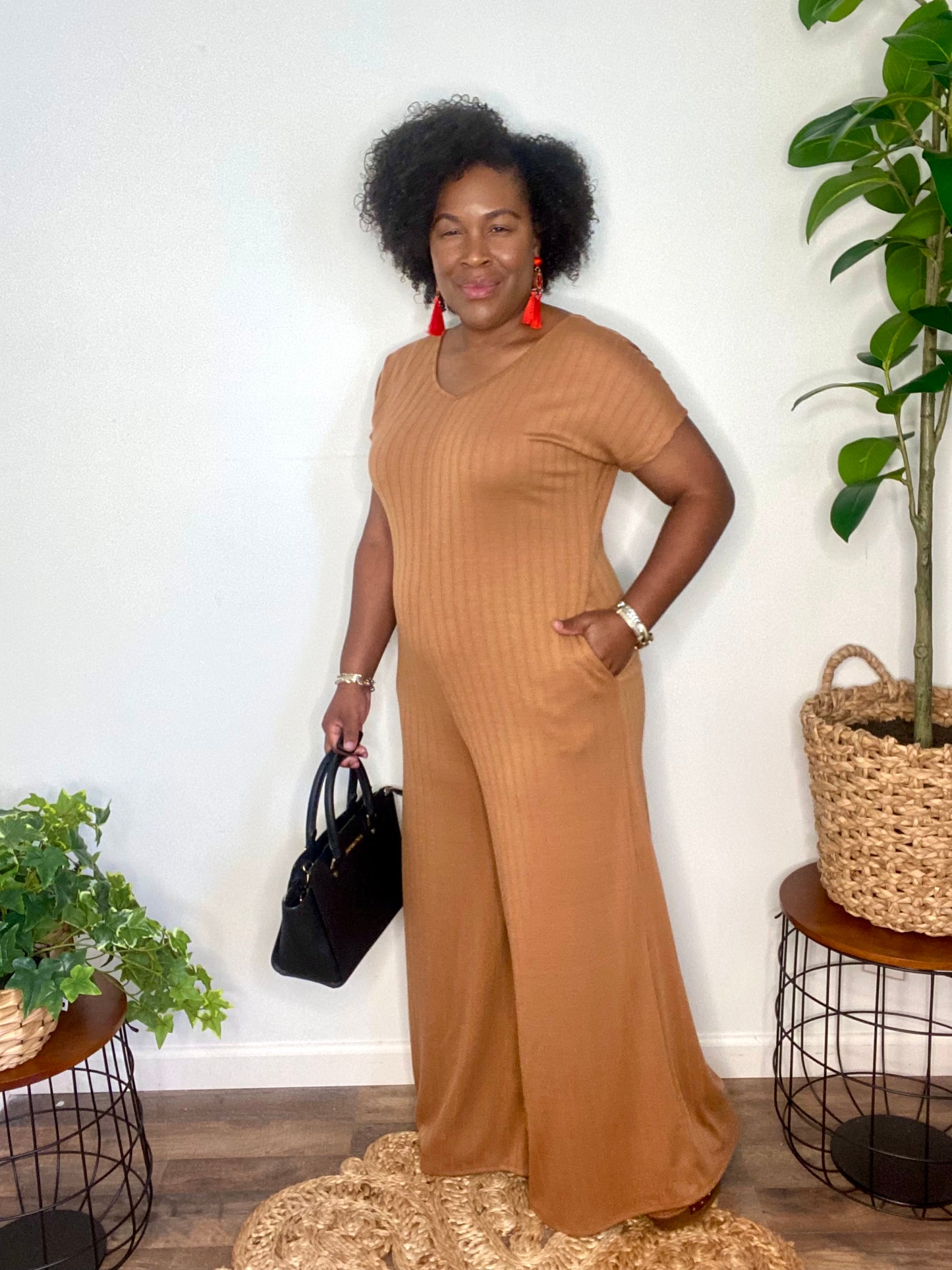 Preorder: Ribbed Wide Leg Jumpsuit