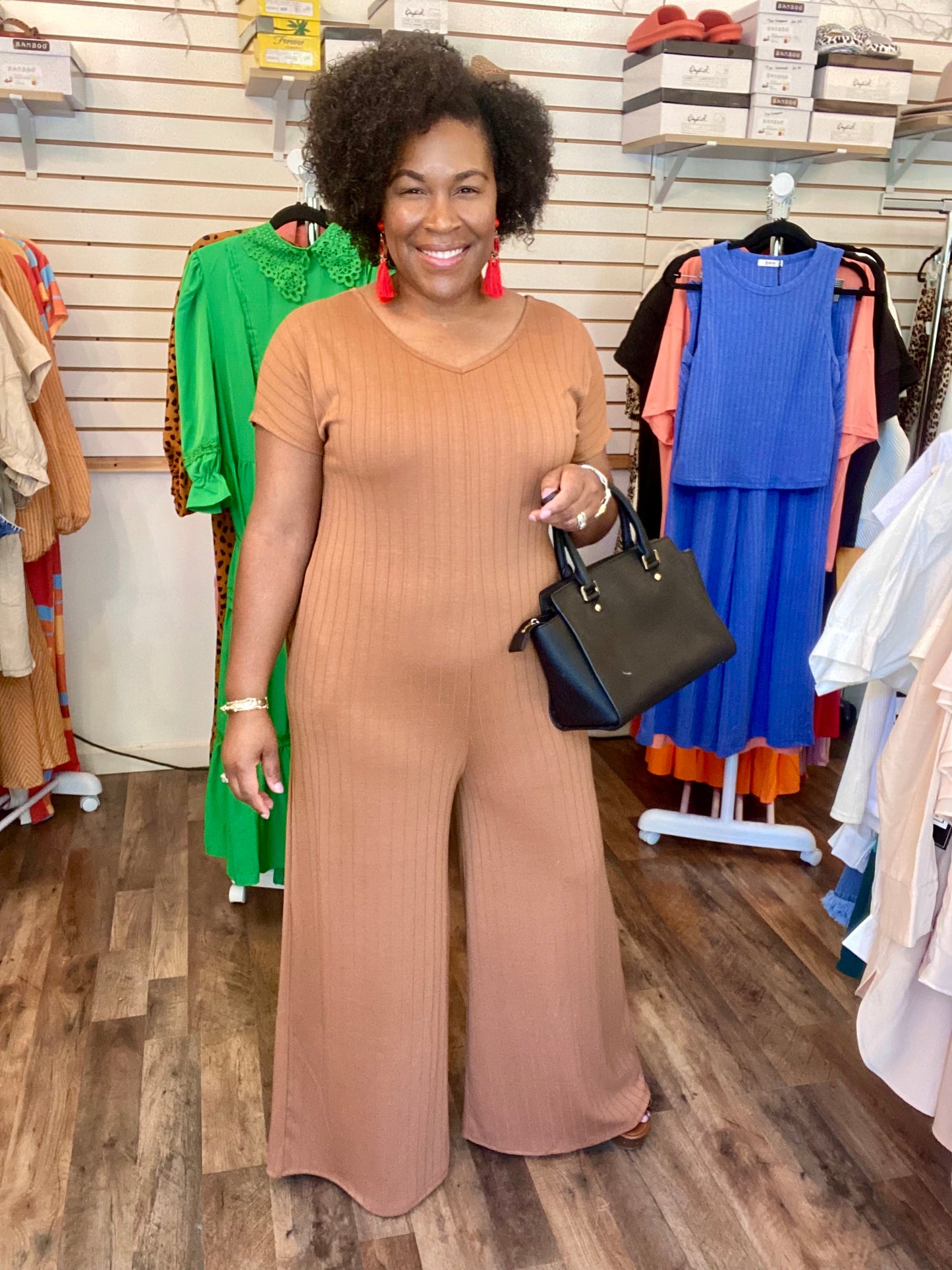 Preorder: Ribbed Wide Leg Jumpsuit