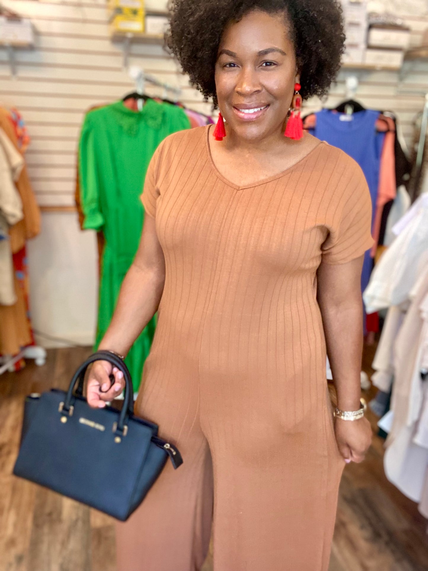Preorder: Ribbed Wide Leg Jumpsuit