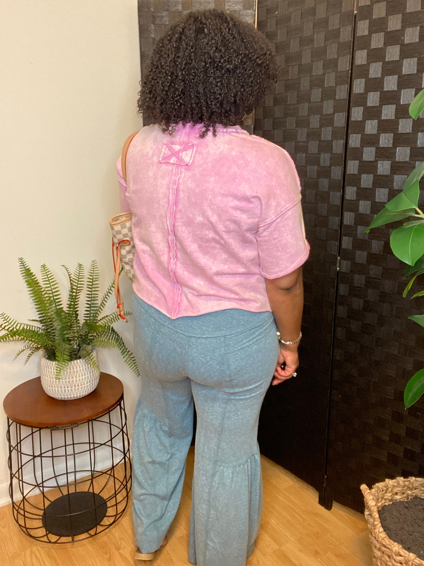 Cotton Flare Pants - Blue