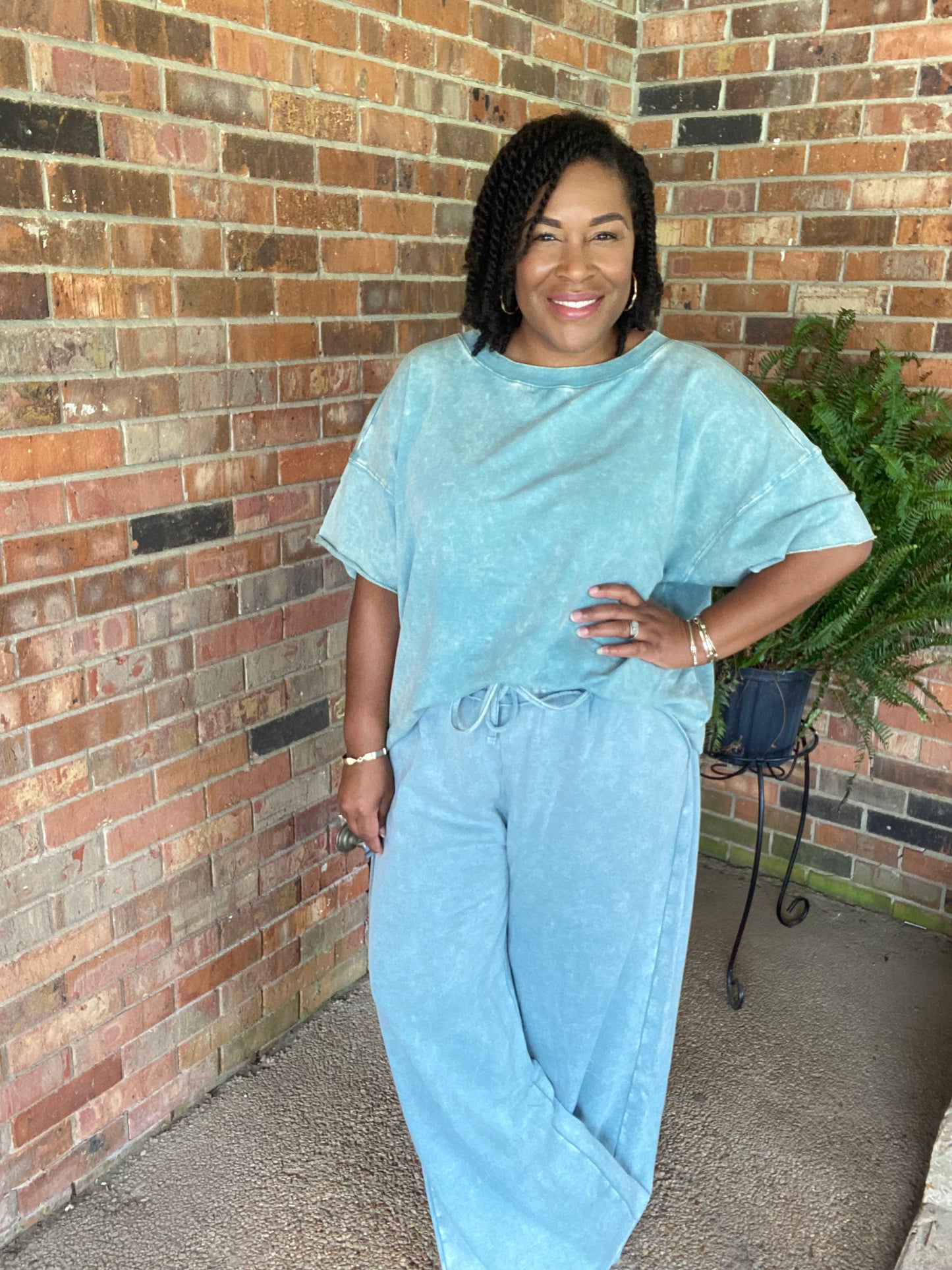 Blue Gray Acid Wash Set