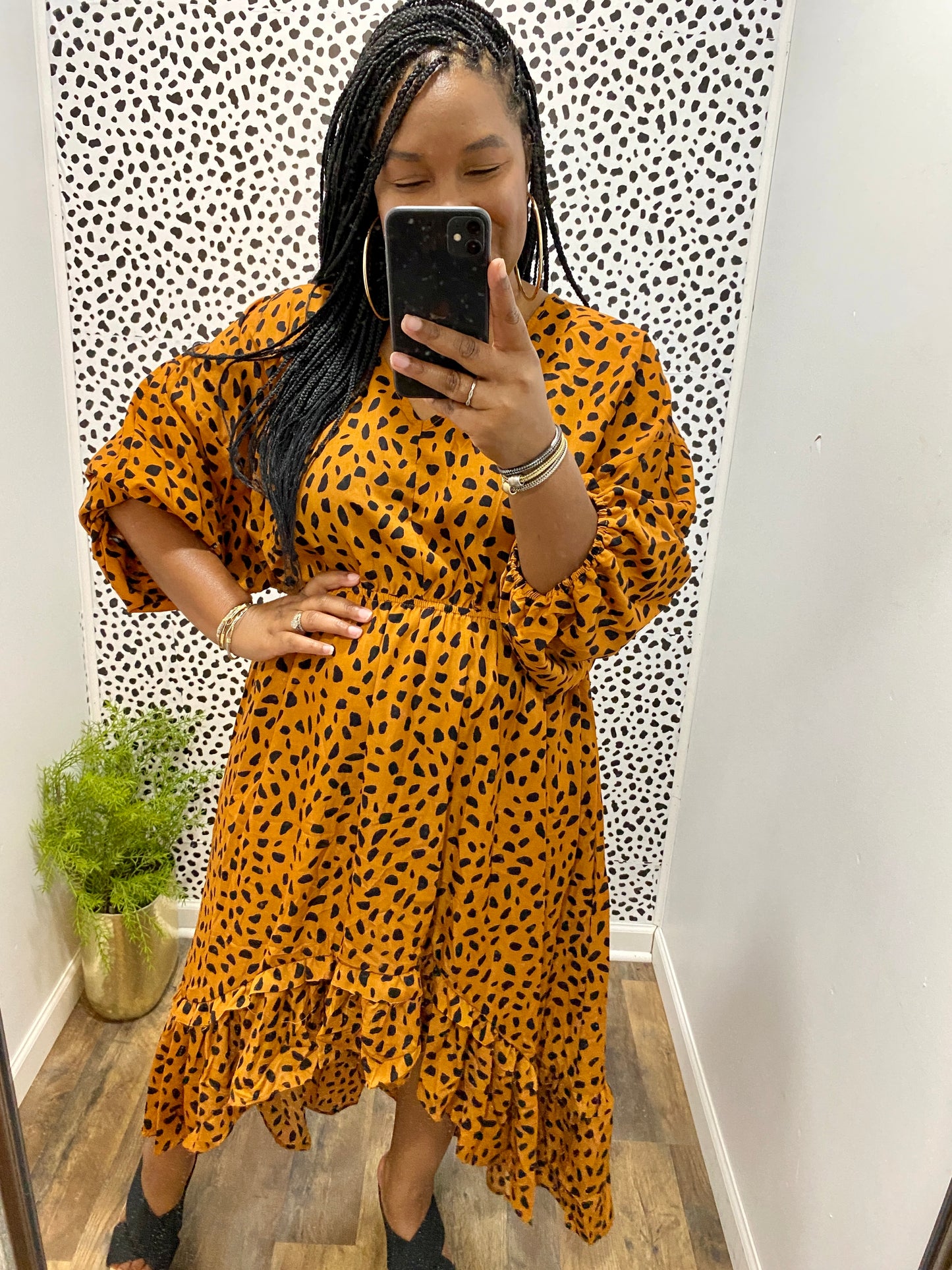 Camel Mix Hi Lo Dress