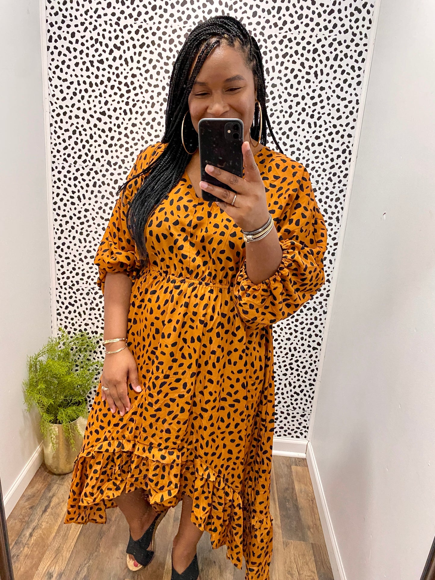 Camel Mix Hi Lo Dress