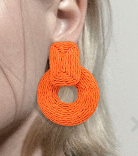 Orange Circle Link Earring