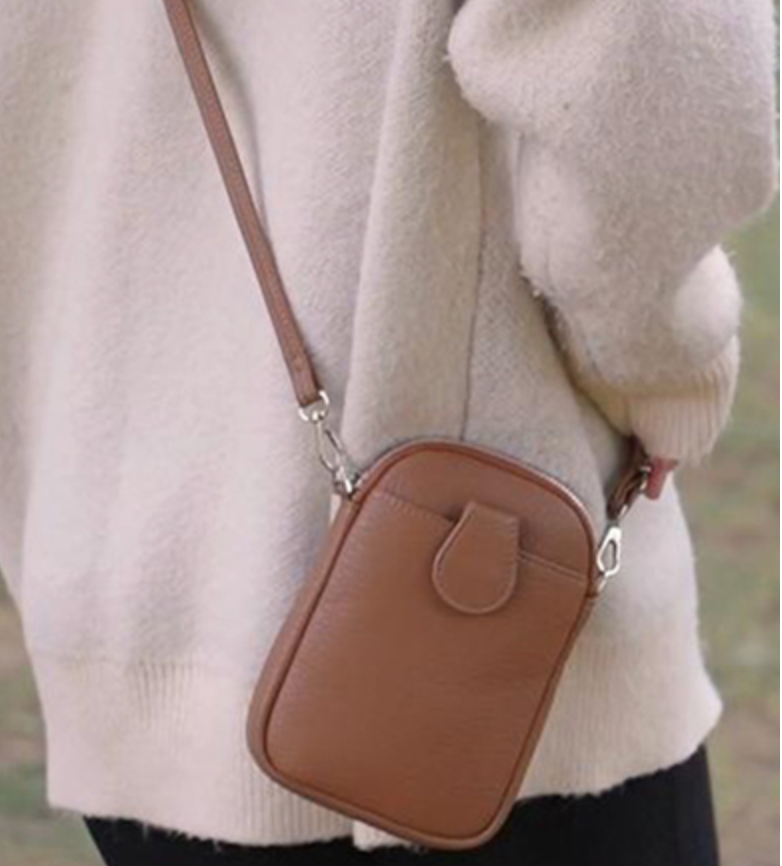 Camel Vegan Leather Crossbody