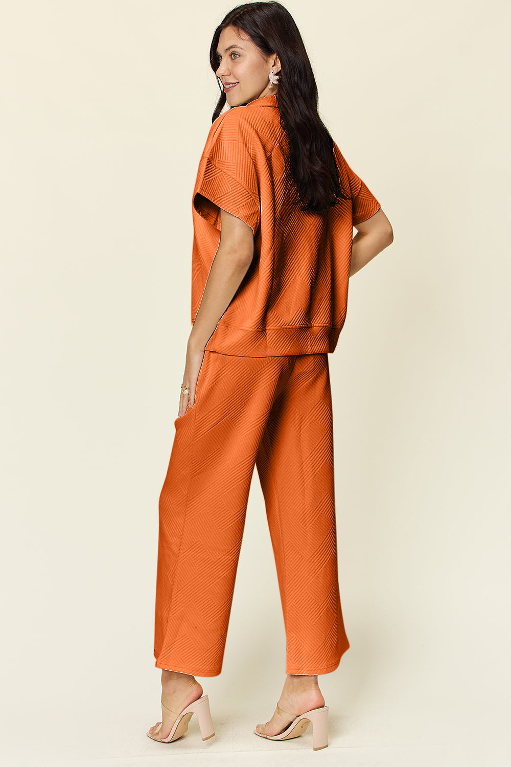 Textured Half Zip Pants Set