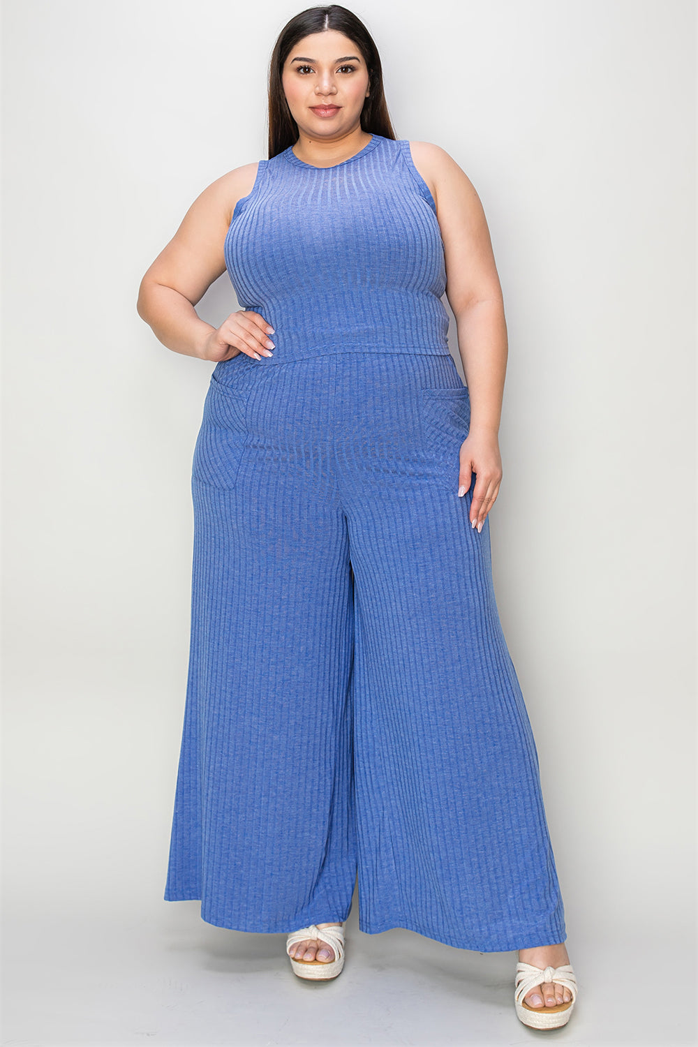 Preorder: Ribbed Tank & Wide Leg Pants Set