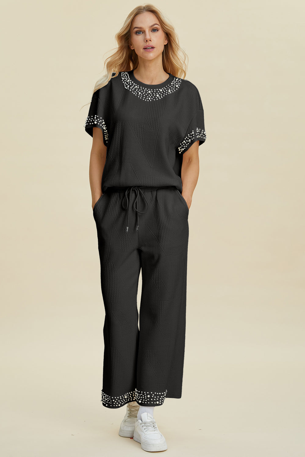Preorder: Pearl Detail Round Neck Set