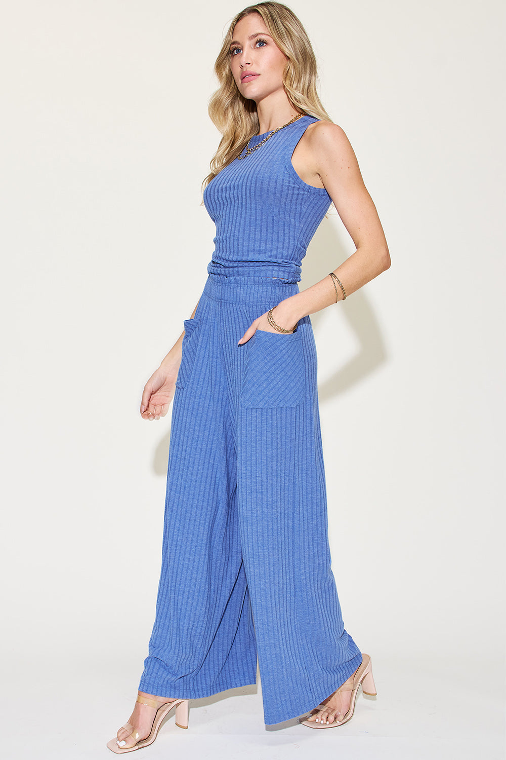 Preorder: Ribbed Tank & Wide Leg Pants Set