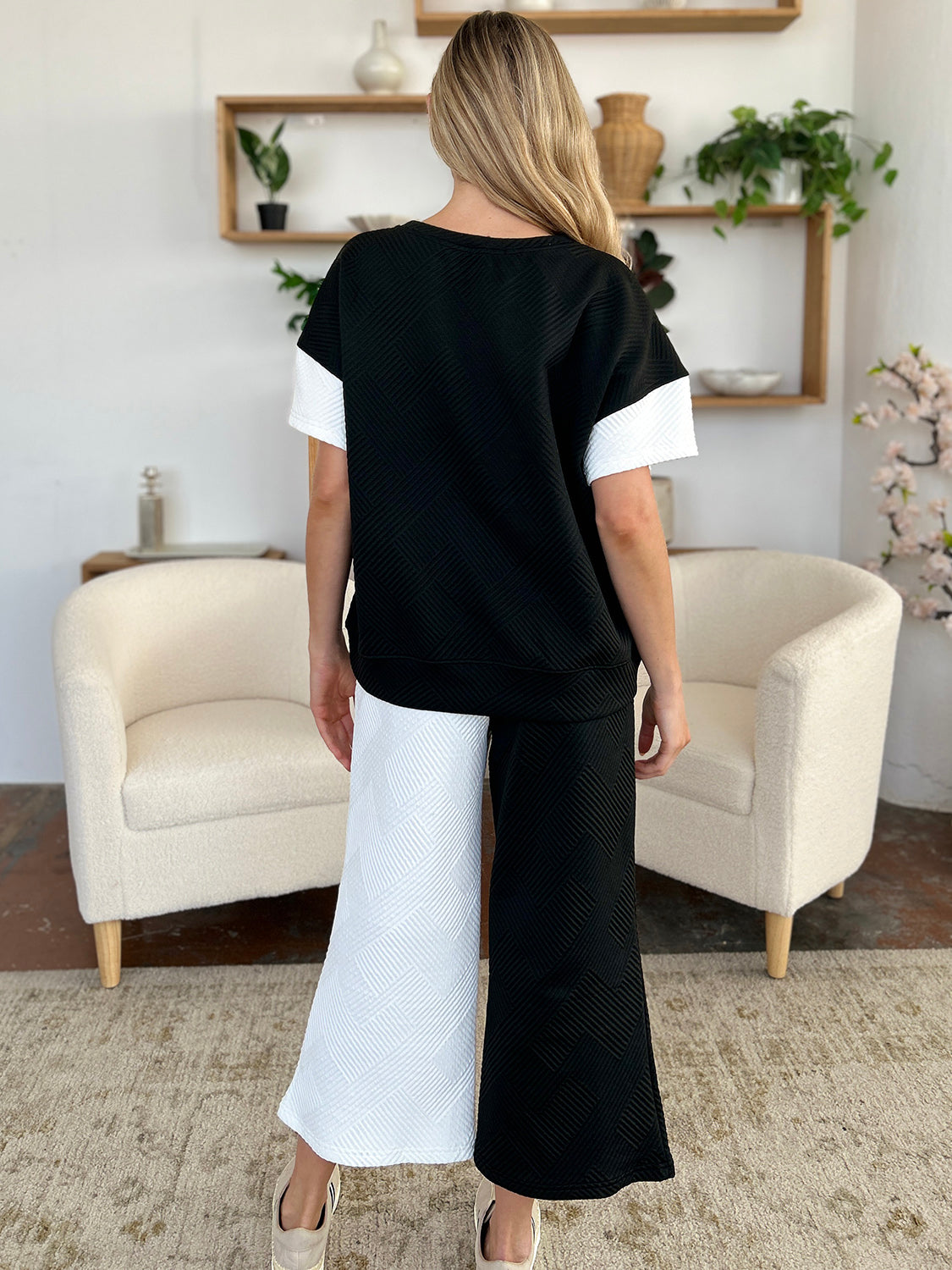 Preorder: Contrast Wide Leg Pants Set