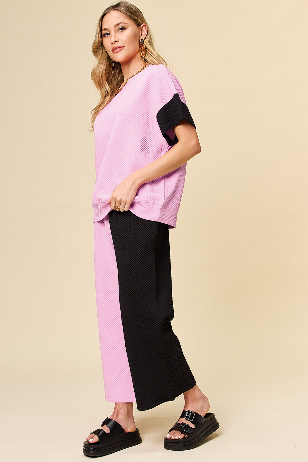 Preorder: Contrast Wide Leg Pants Set