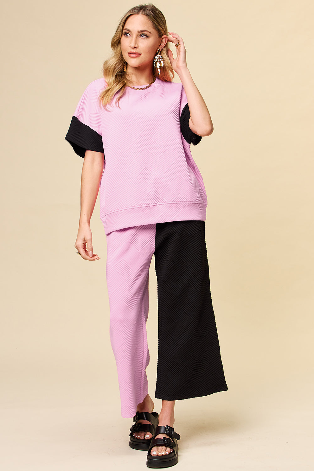 Preorder: Contrast Wide Leg Pants Set