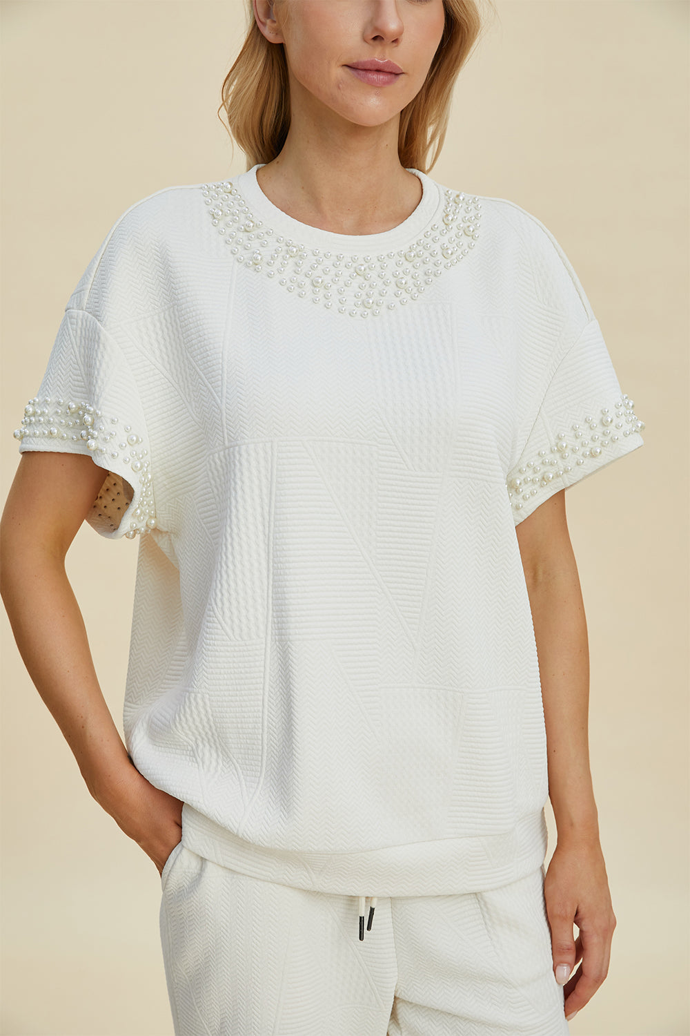 Preorder: Pearl Detail Round Neck Set